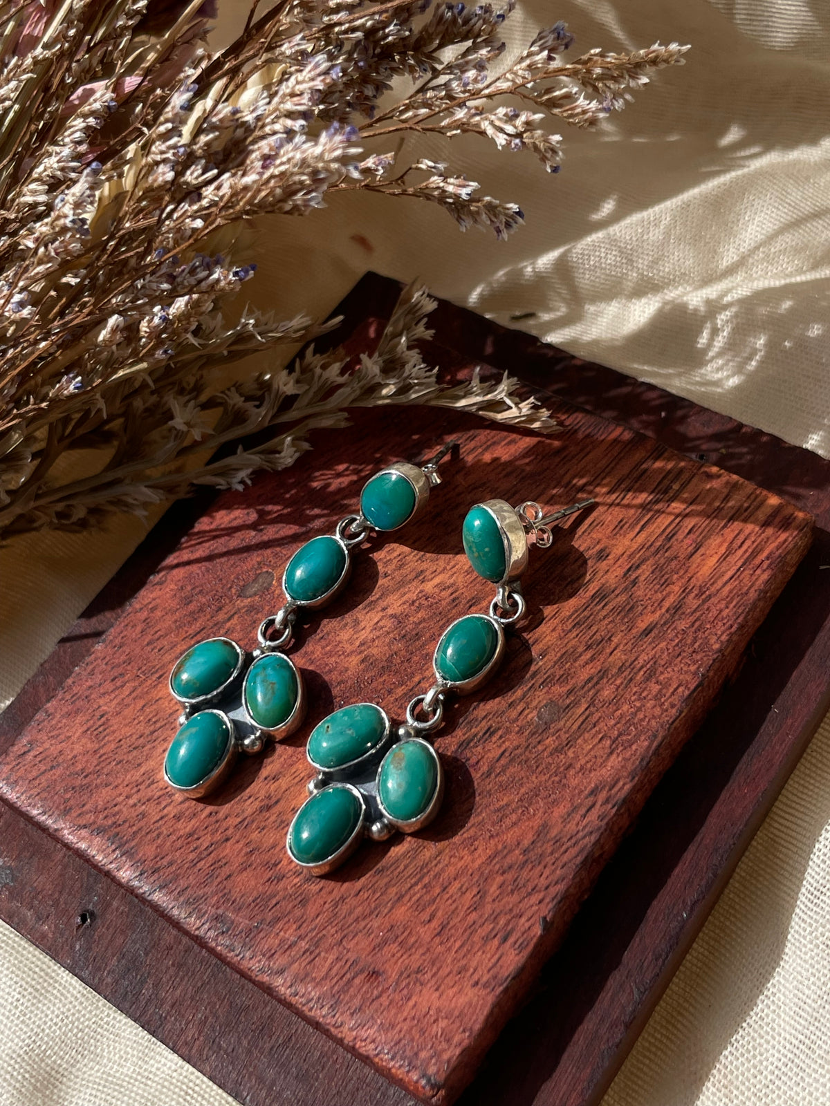 Kingman Turquoise Stud Dangle Earrings | 925 Sterling Silver G657