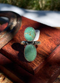 Turquoise Double Oval Ring | 925 Sterling Silver | Size 6.5 D357