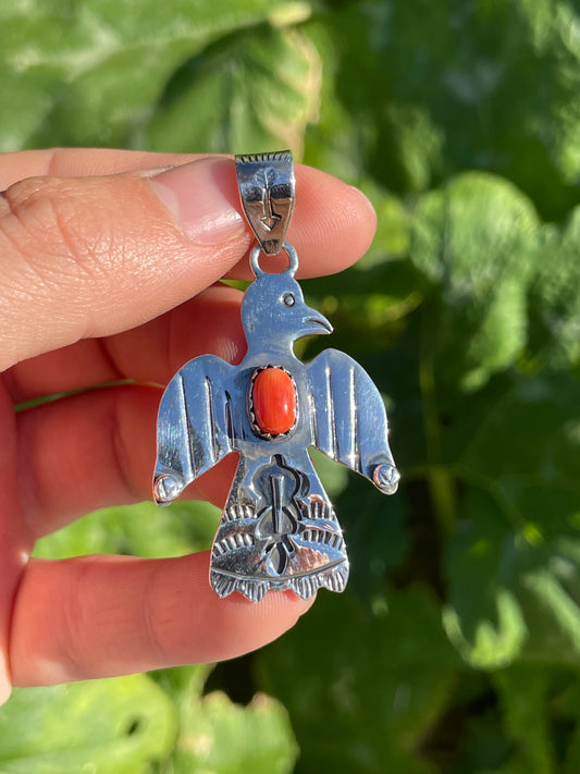 Spiny Oyster Thunderbird Pendant | Sterling Silver 925 B431