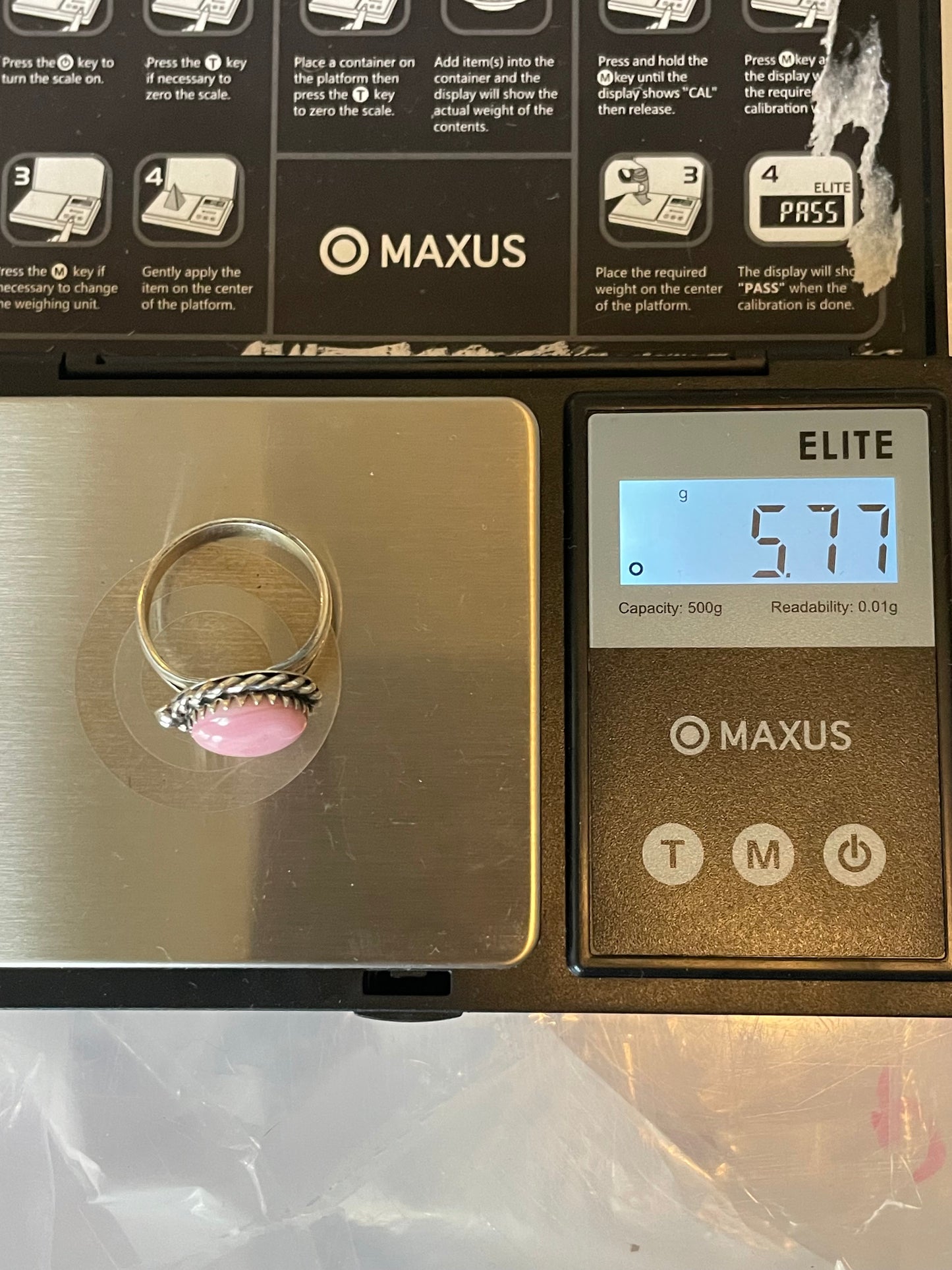 Pink Conch Rope Ring | 925 Sterling Silver Size 9 E452