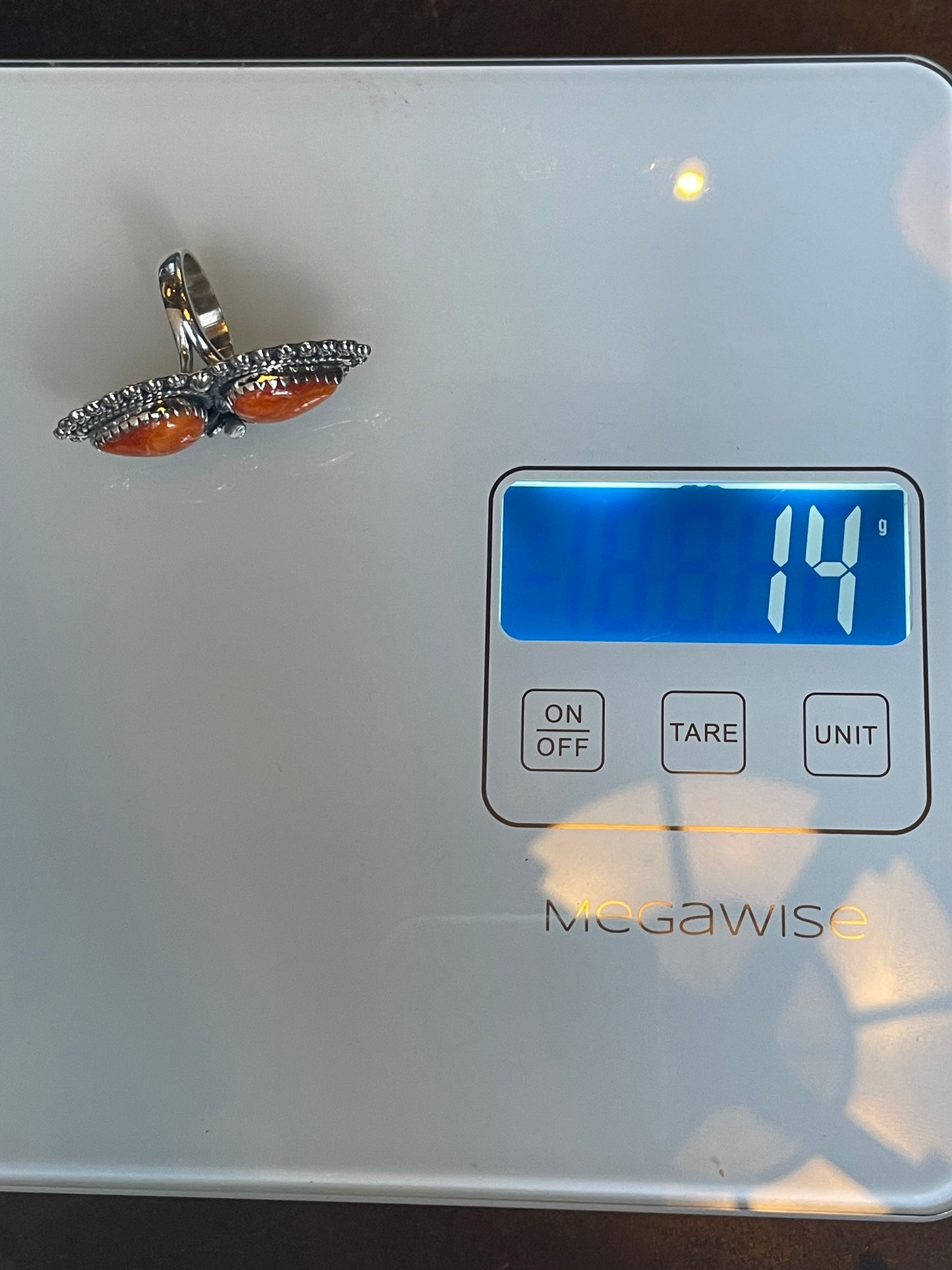 Spiny Oyster Feather Ring Size 8 | 925 Sterling Silver C572