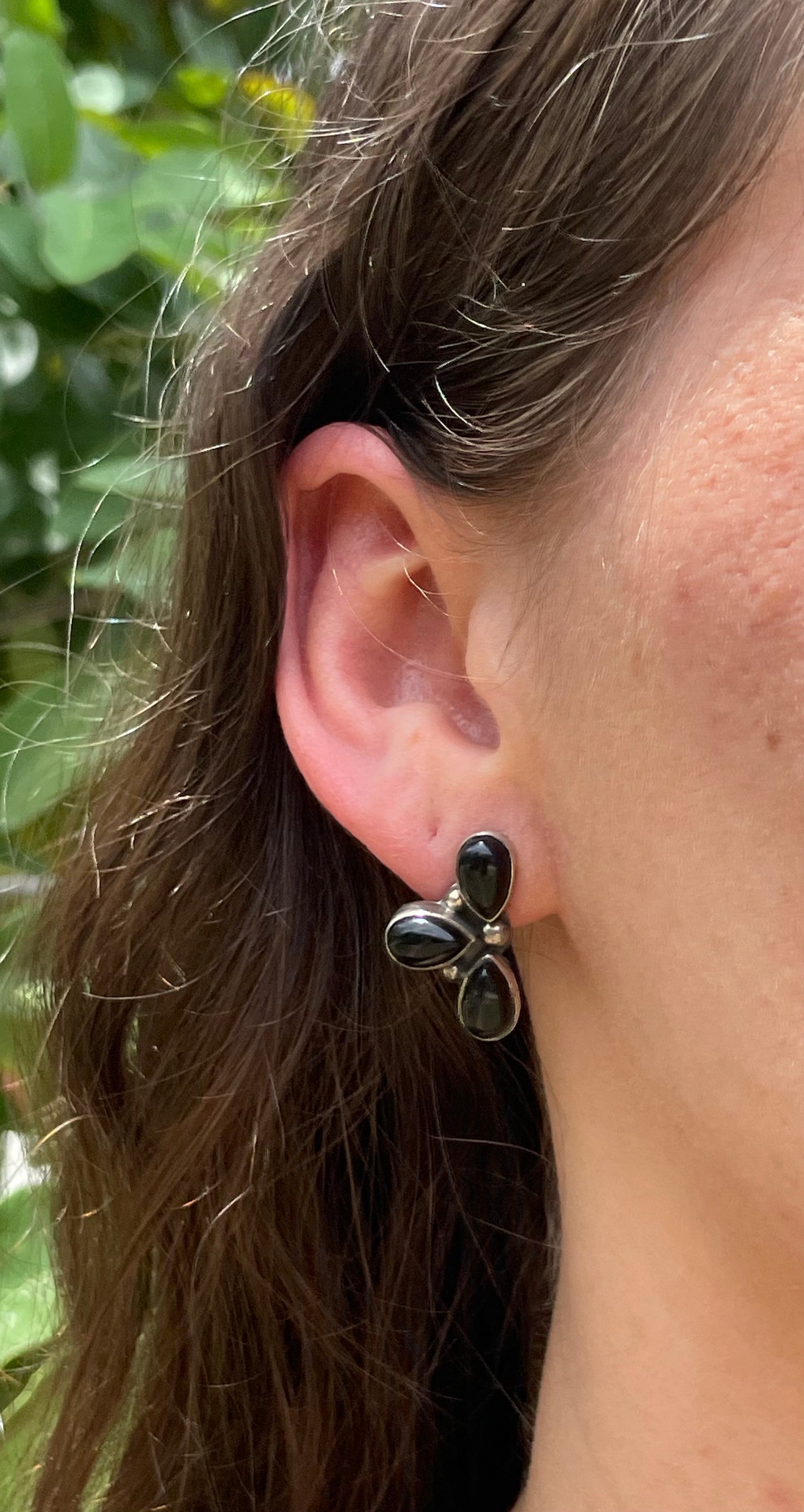 Black Onyx Stud Earrings | 925 Sterling Silver D193