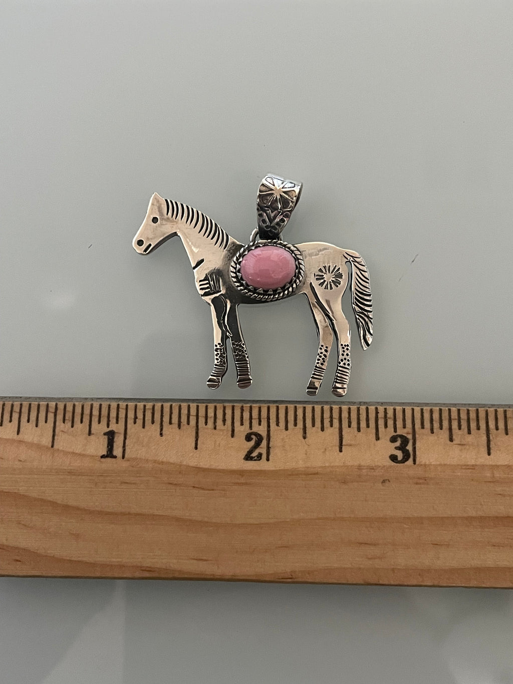 Pink Conch Horse Pendant | 925 Sterling Silver E249