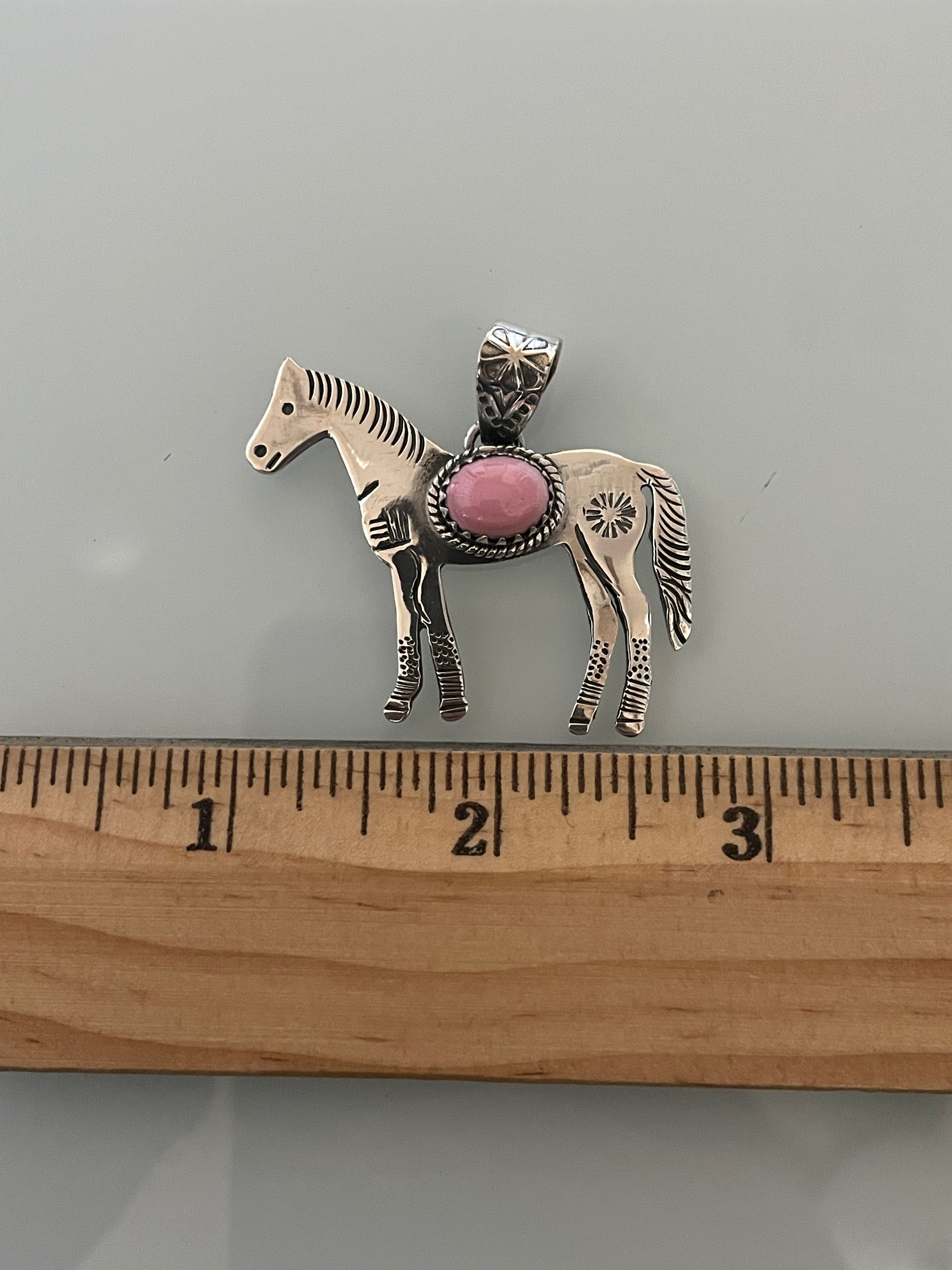 Pink Conch Horse Pendant | 925 Sterling Silver E249