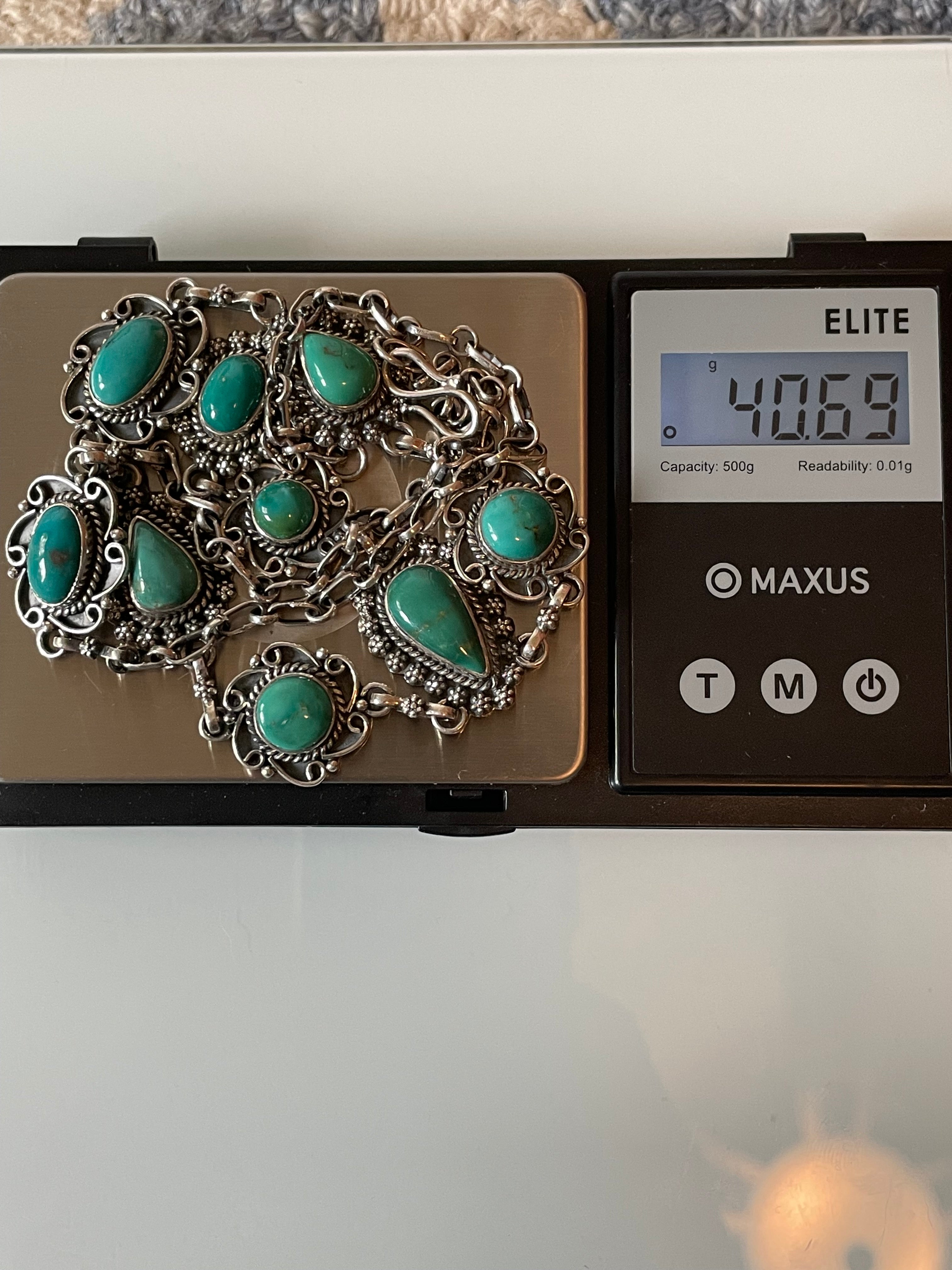 Kingman Turquoise Lariat Necklace | 925 Sterling Silver G611