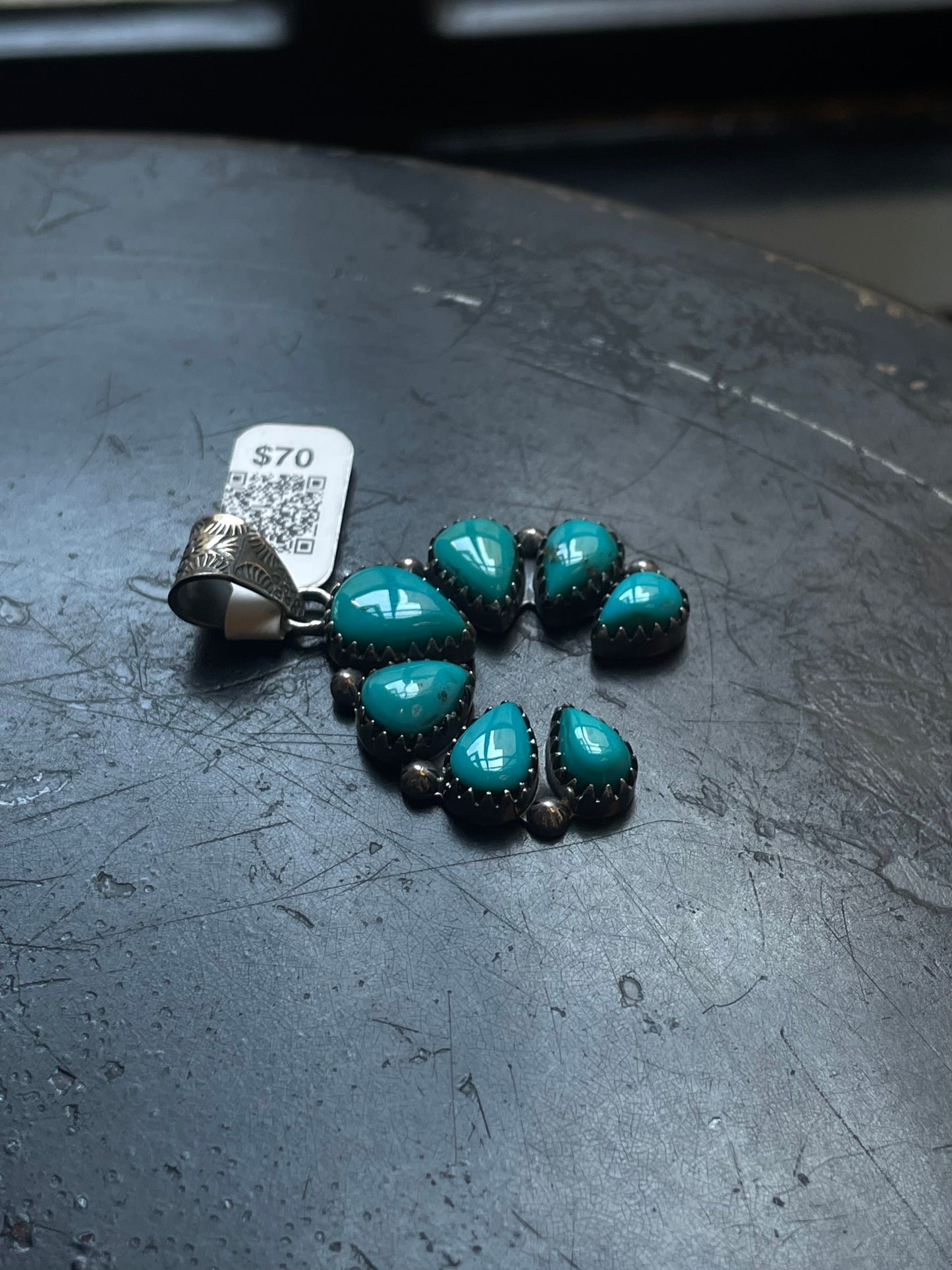 Kingman Turquoise Naja Pendant | Sterling Silver | A572