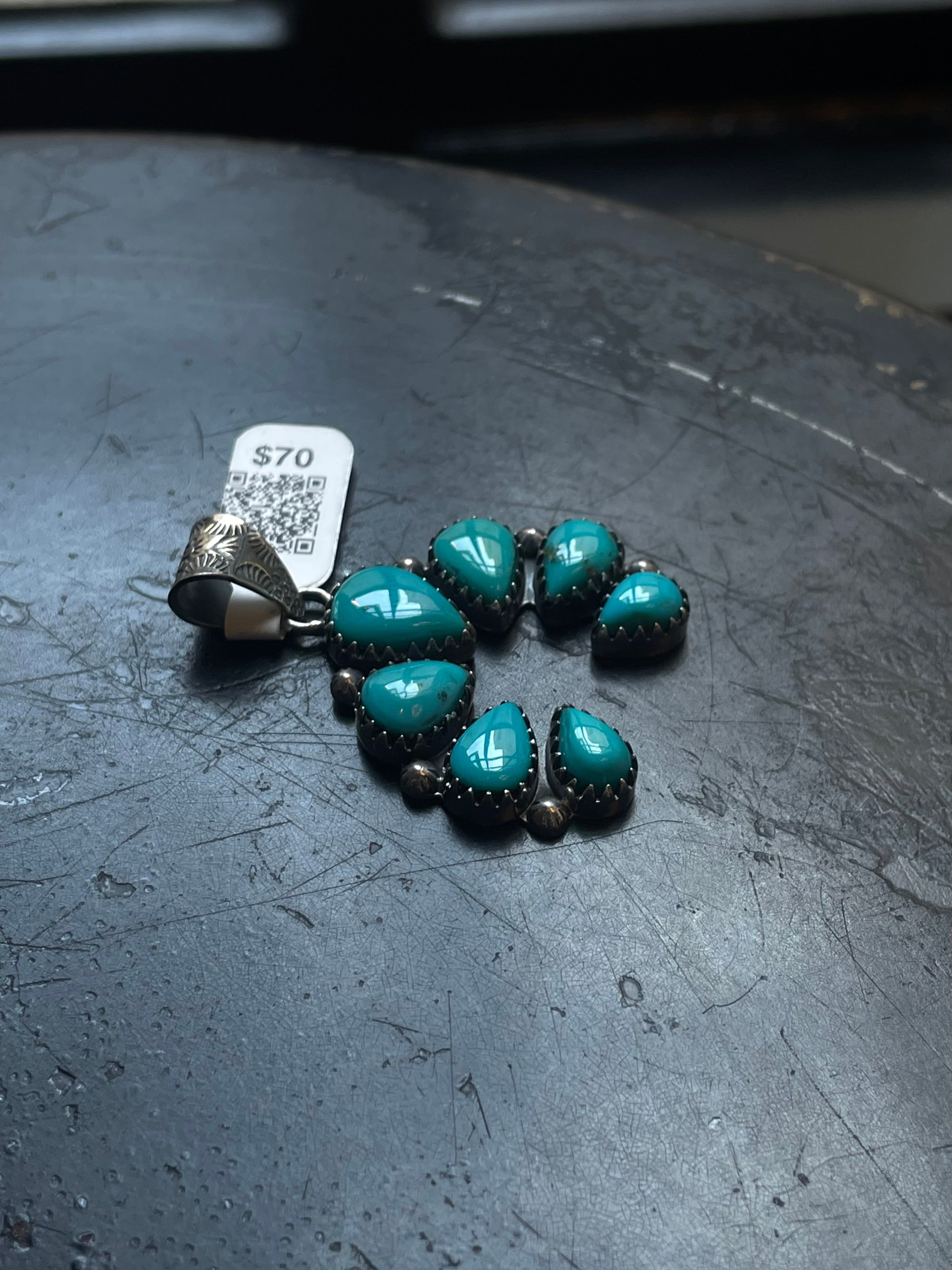 Kingman Turquoise Naja Pendant | Sterling Silver | A572