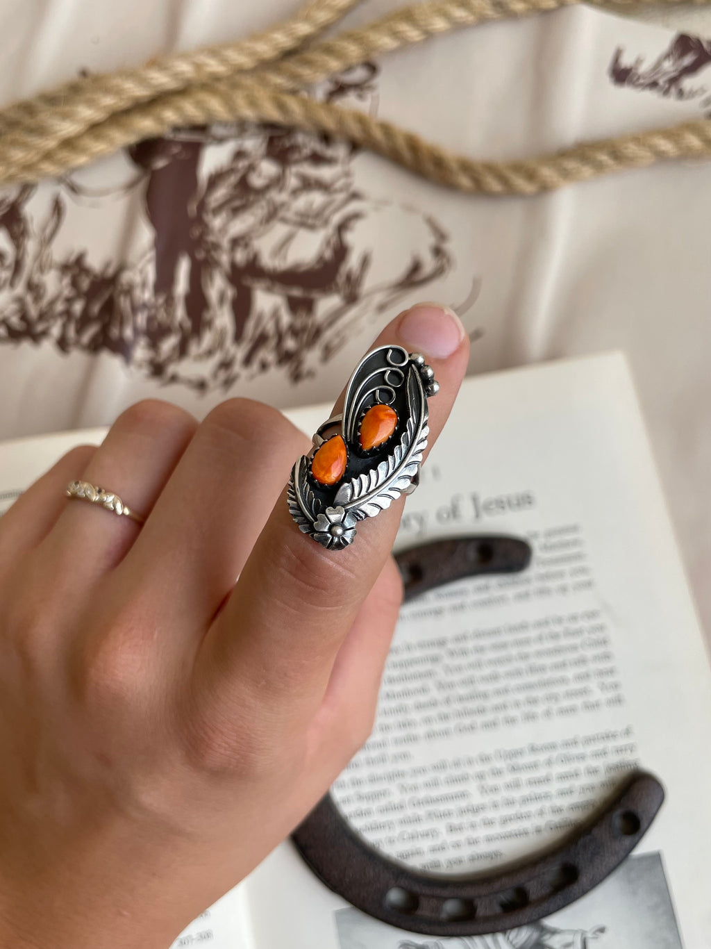 Spiny Oyster Double Stone Ring Size 6 | 925 Sterling Silver G799