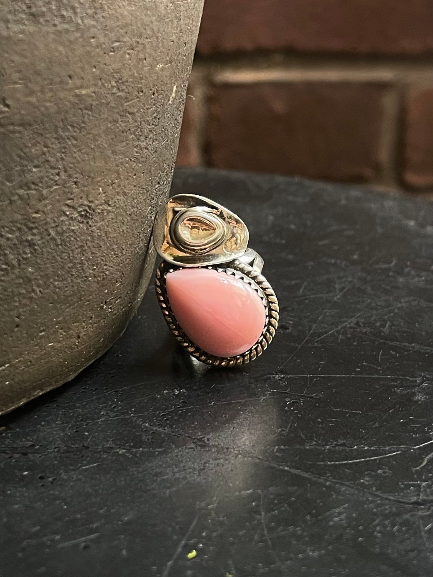 Pink Conch Hat Ring | 925 Sterling Silver | Size 7 E287