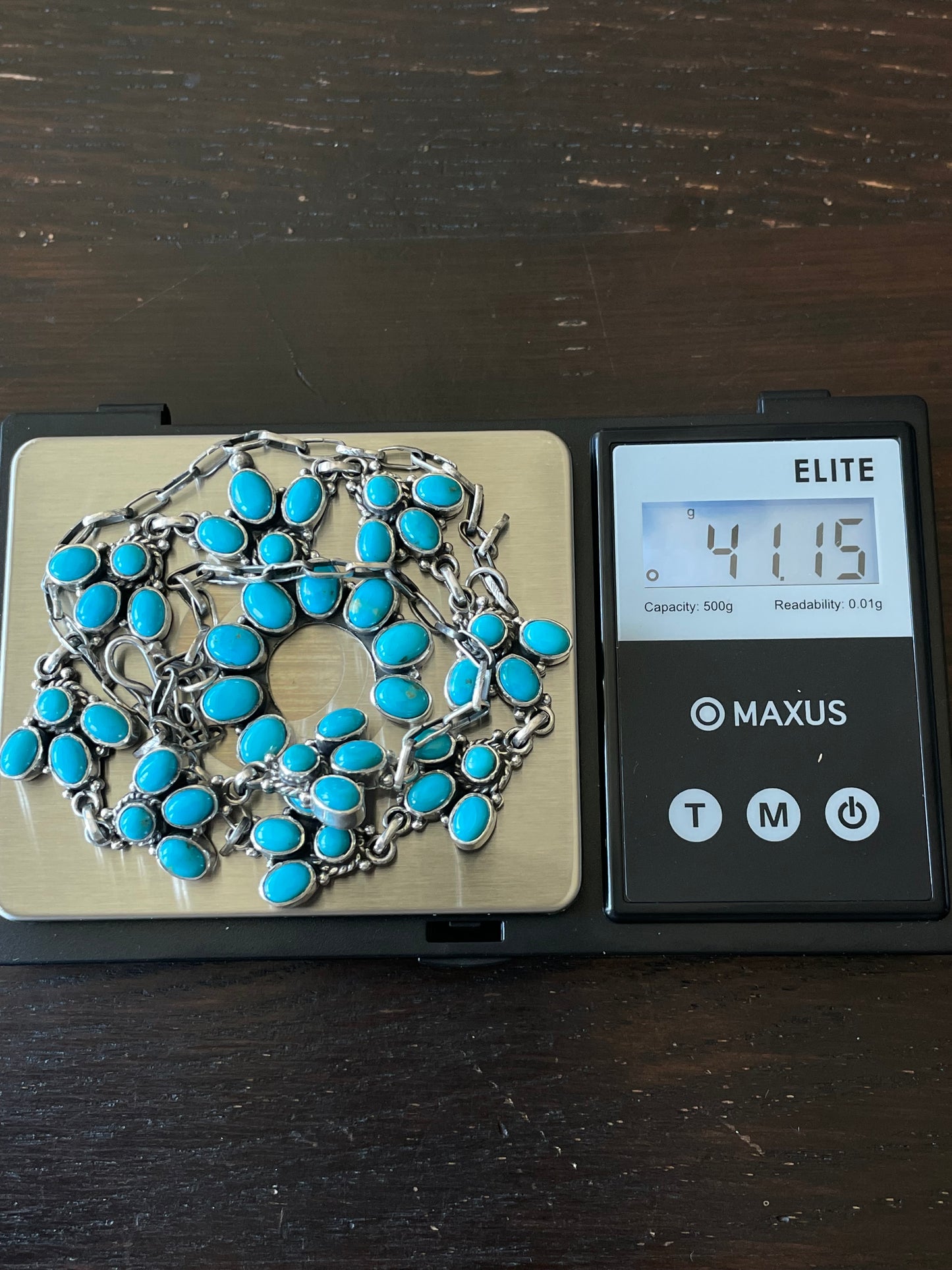 Kingman Turquoise Naja Cluster Necklace | Sterling Silver E833