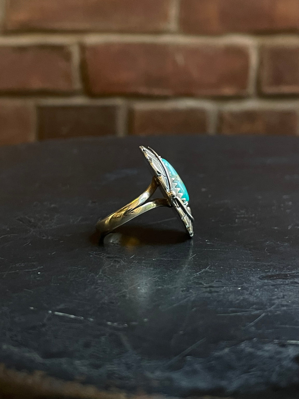 Turquoise Feather Ring Size 8 | Sterling Silver E871