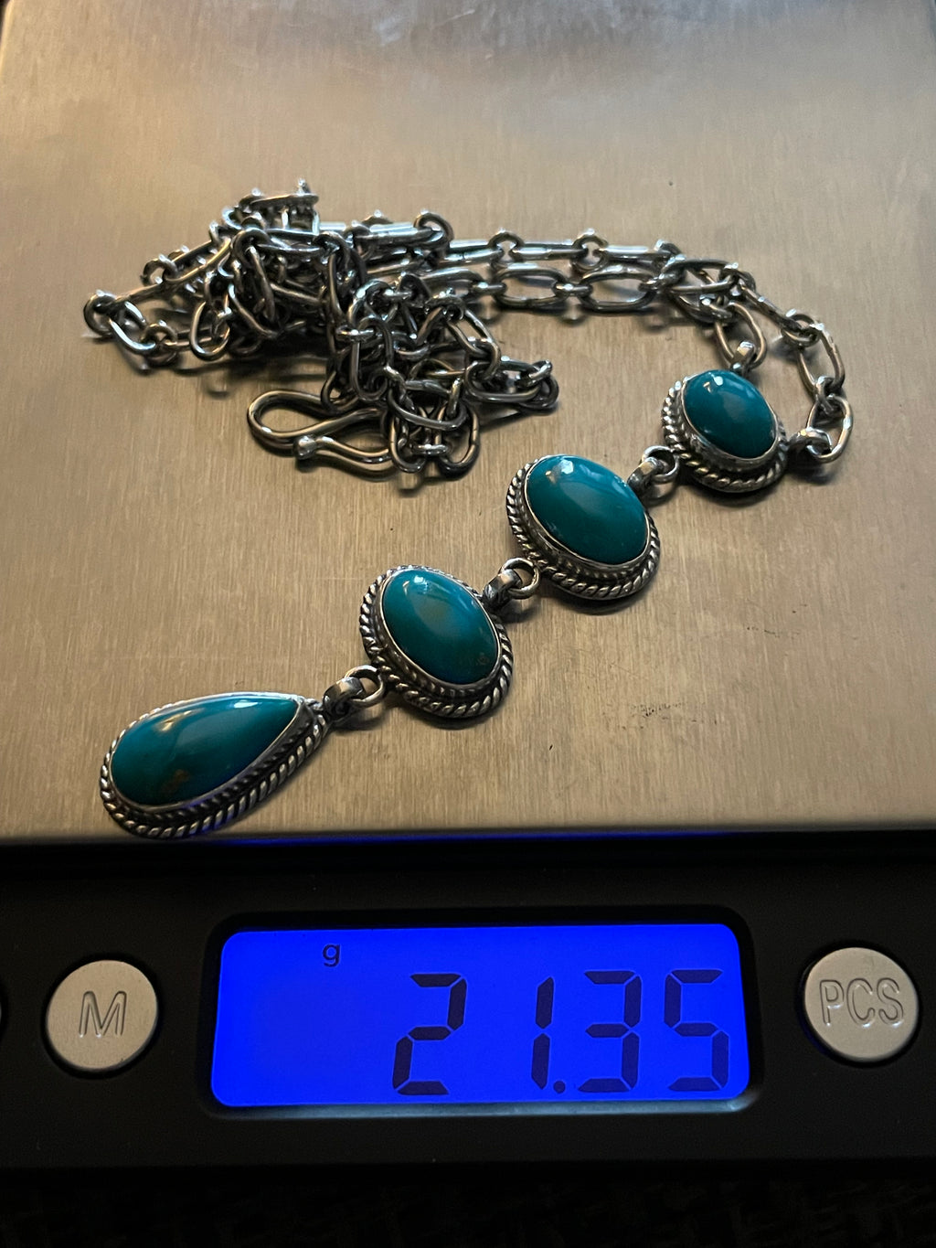 Kingman Turquoise Drop Necklace | Sterling Silver B870