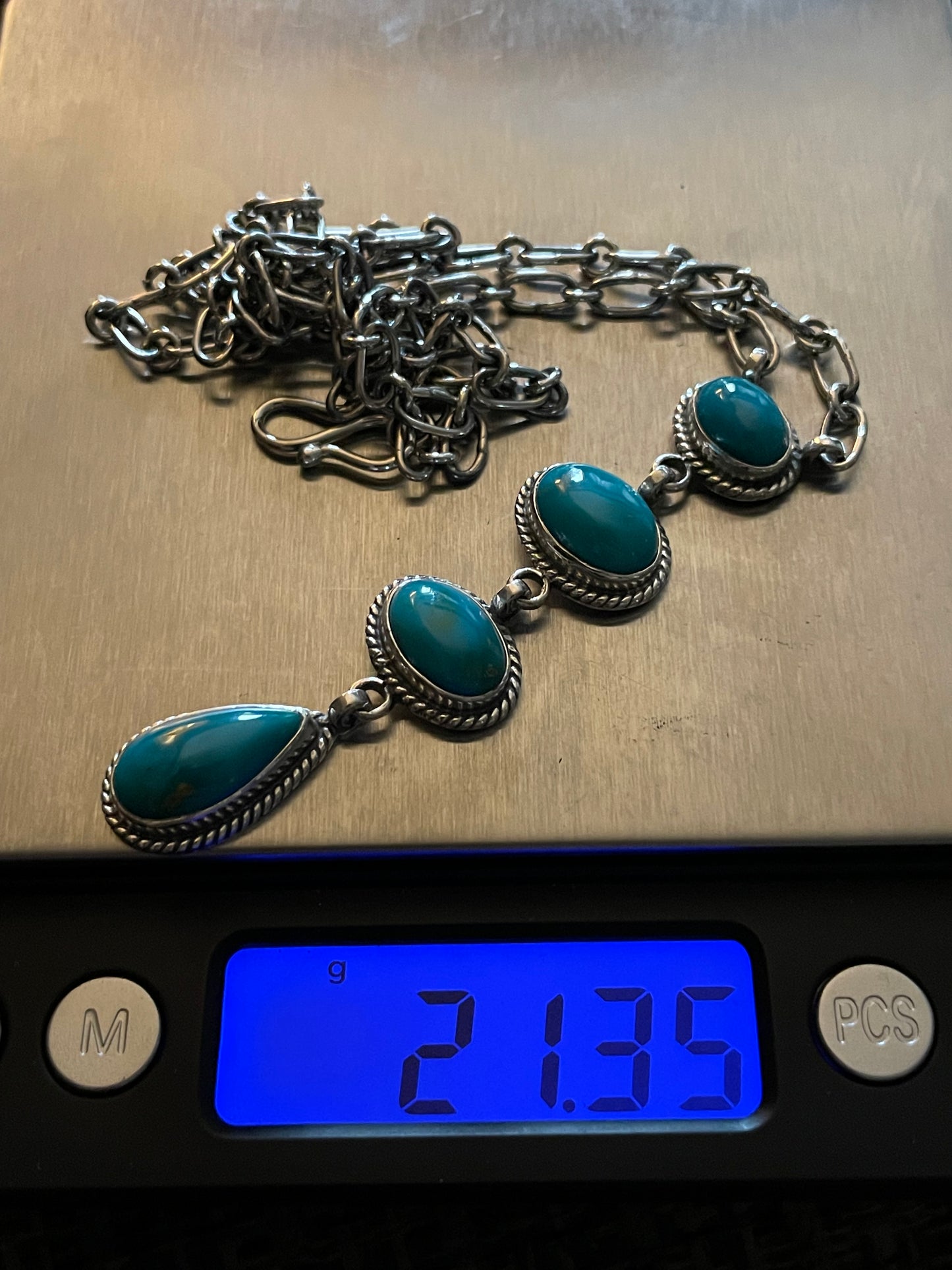 Kingman Turquoise Drop Necklace | Sterling Silver B870