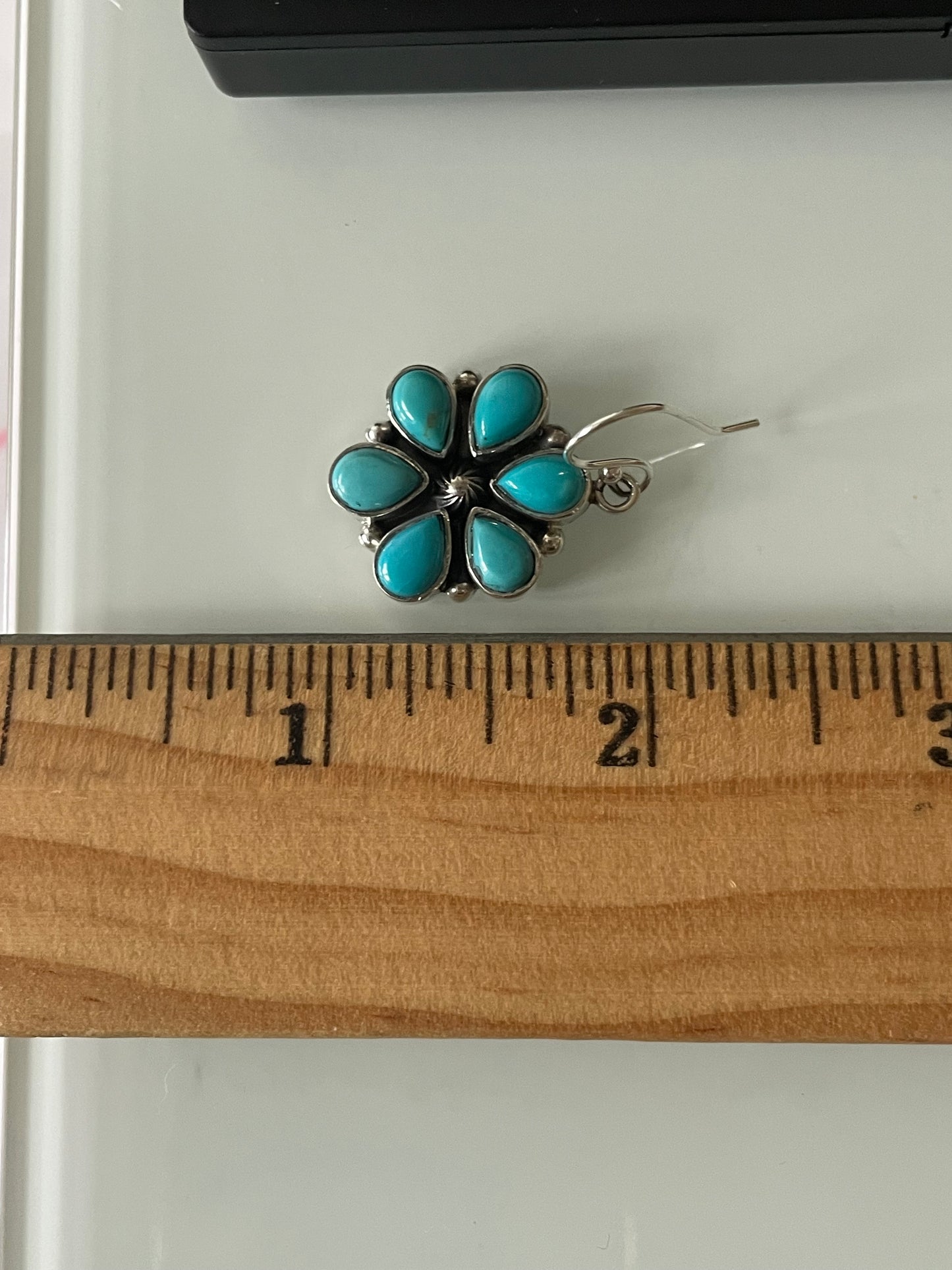 Kingman Turquoise Earrings | Flower Cluster Hook E661