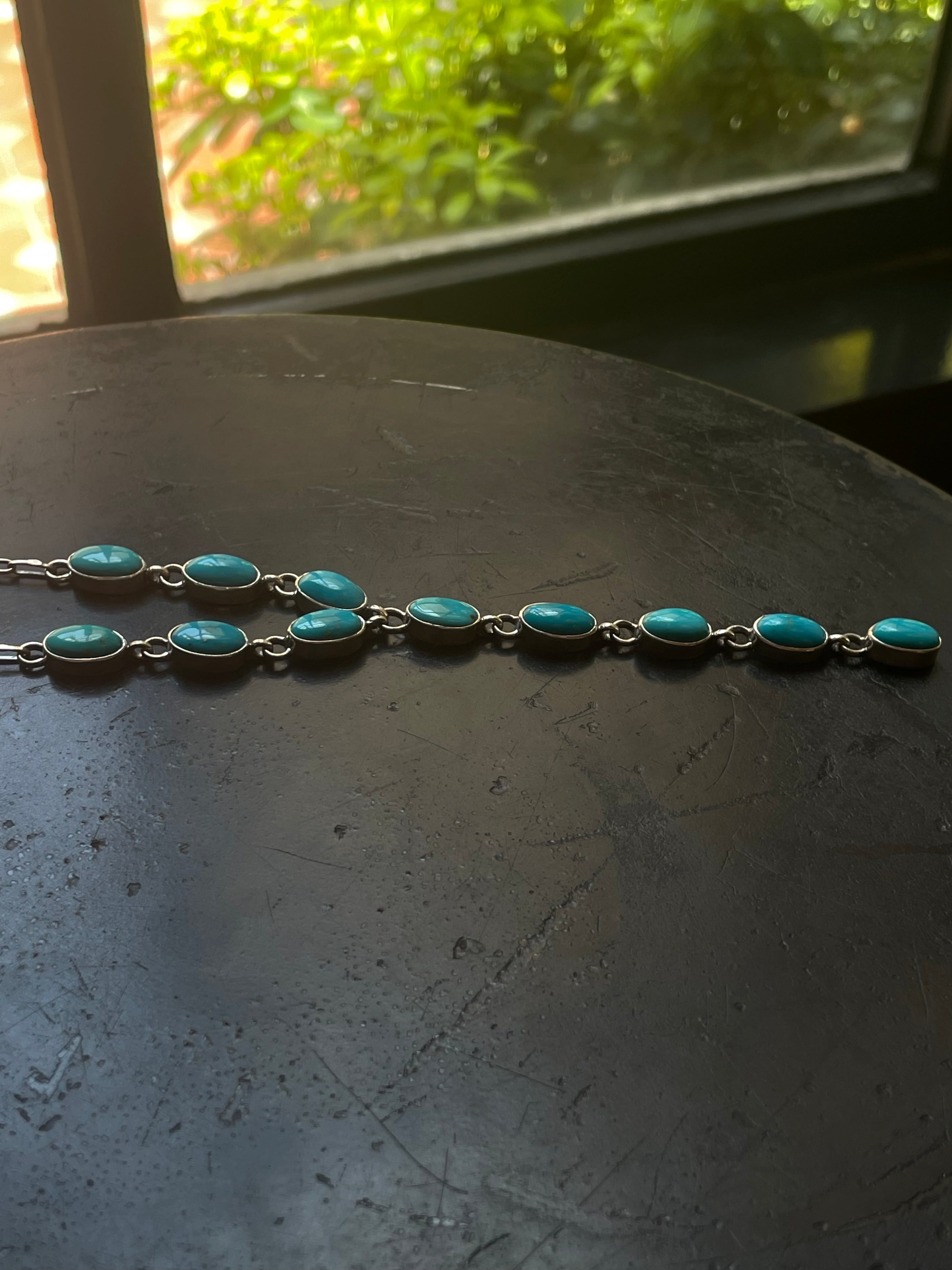 Kingman Turquoise Drop Lariat Necklace | 925 Sterling Silver G597