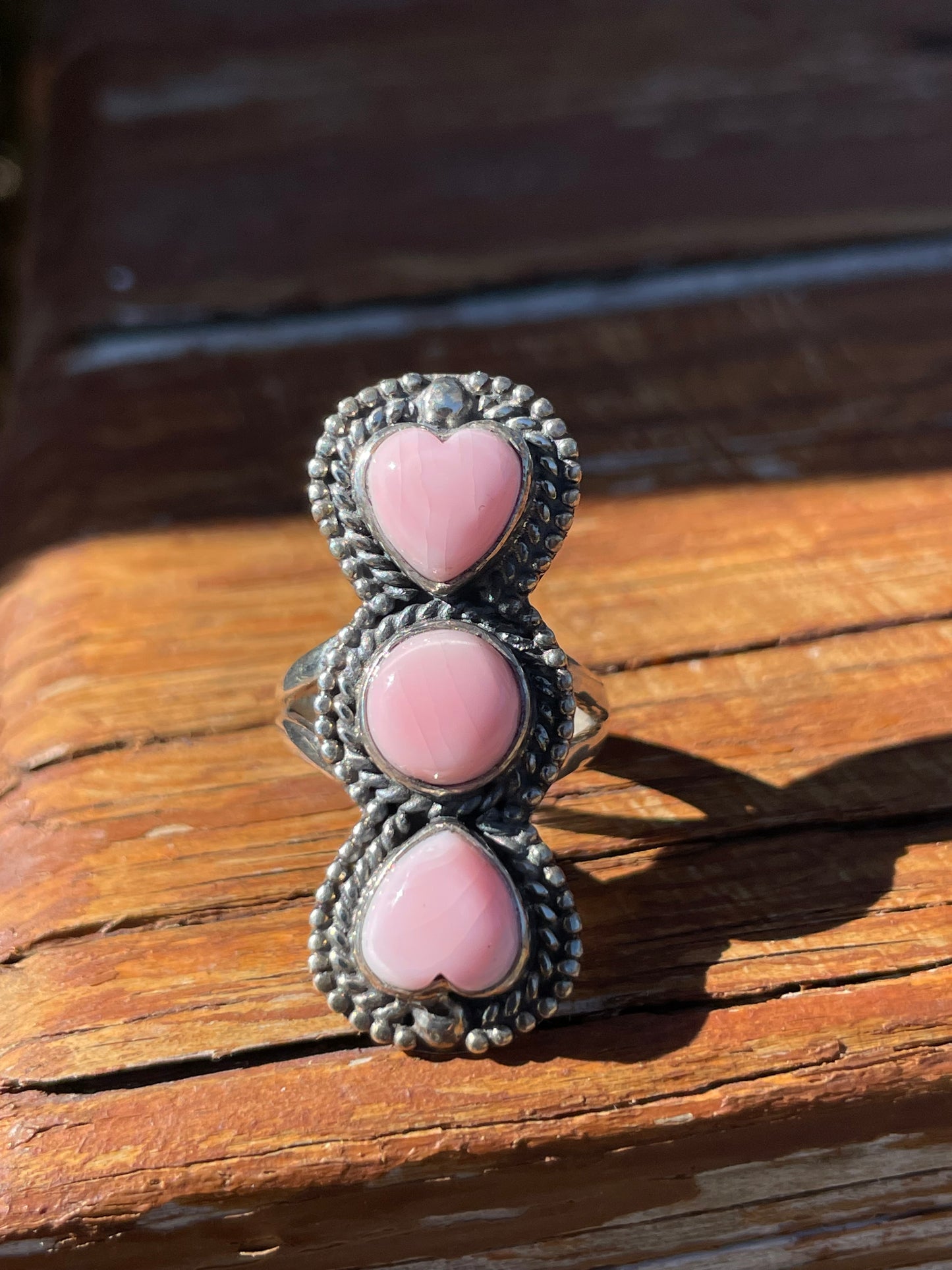 Pink Conch Heart Ring Size 6.5 | 925 Sterling Silver B950