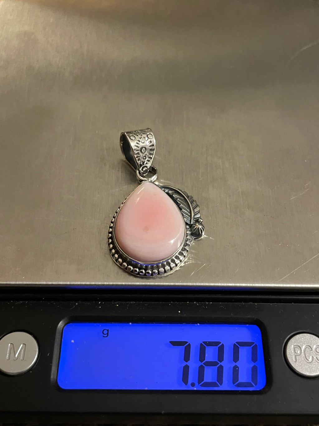 Pink Conch Teardrop Pendant | Sterling Silver 925 B817
