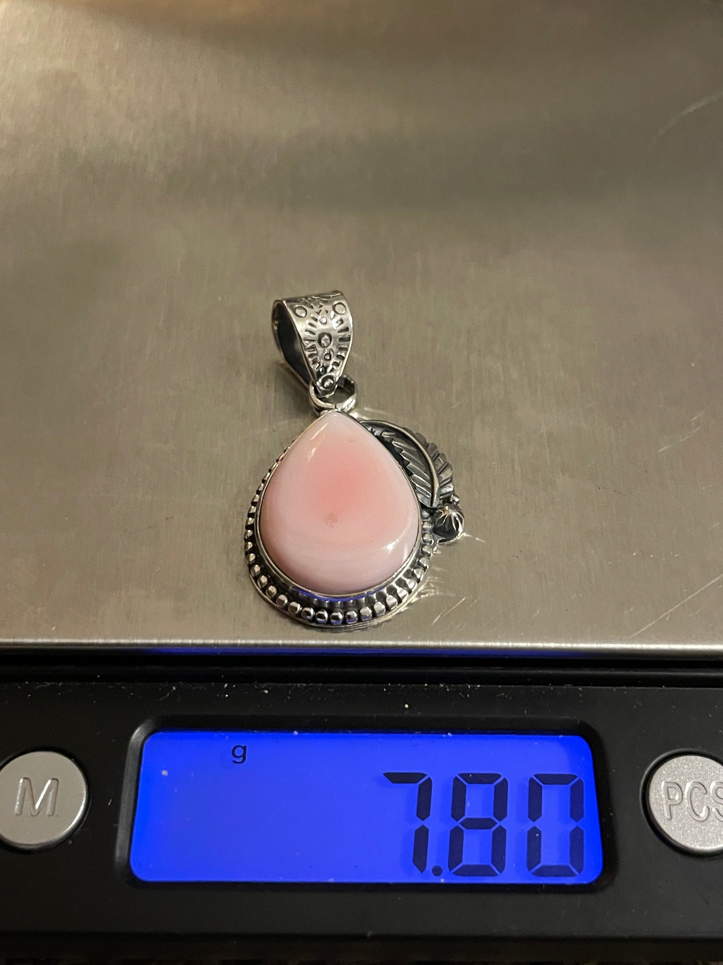 Pink Conch Teardrop Pendant | Sterling Silver 925 B817