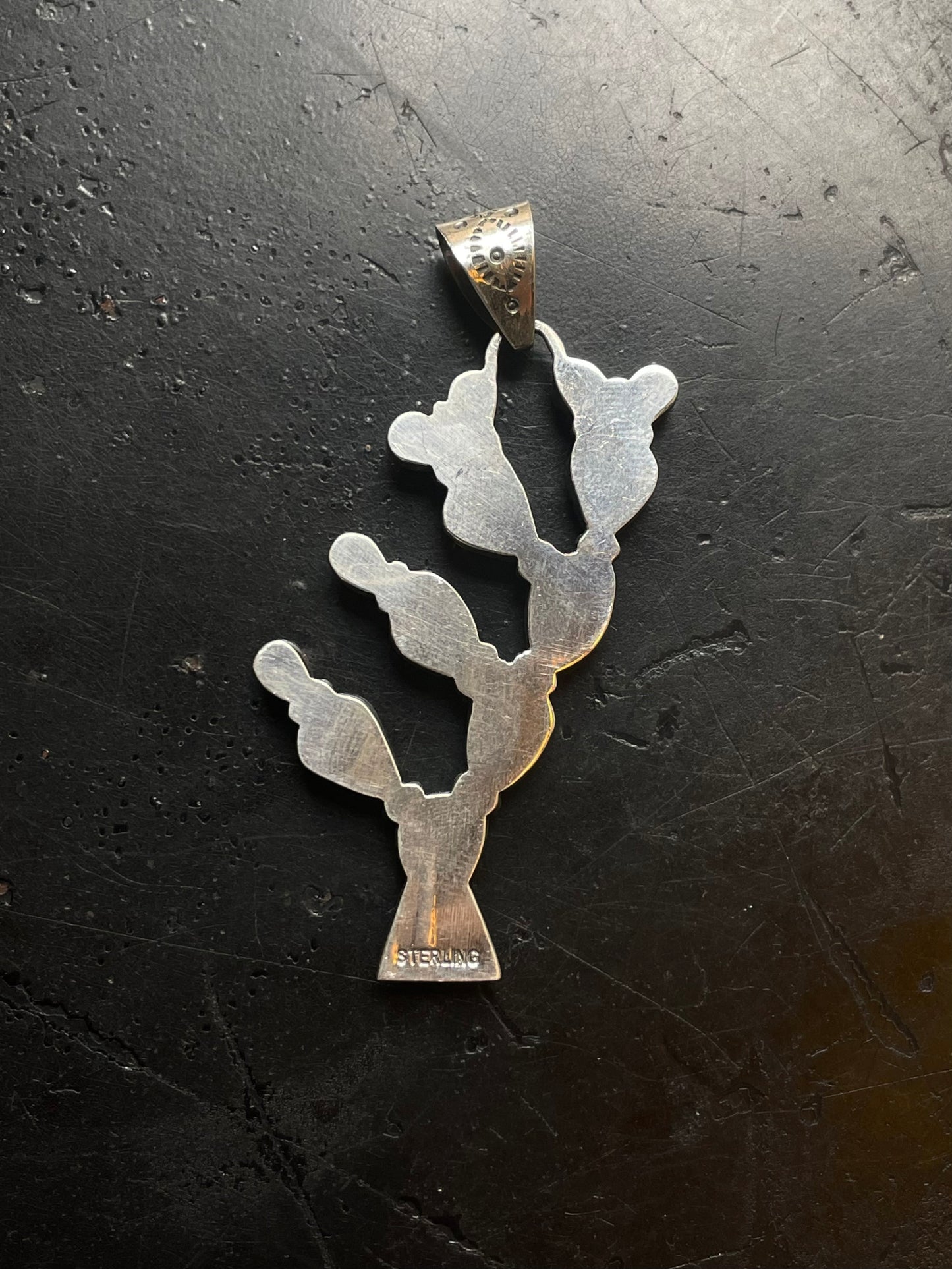 Turquoise Coral Cactus Pendant | Sterling Silver E715