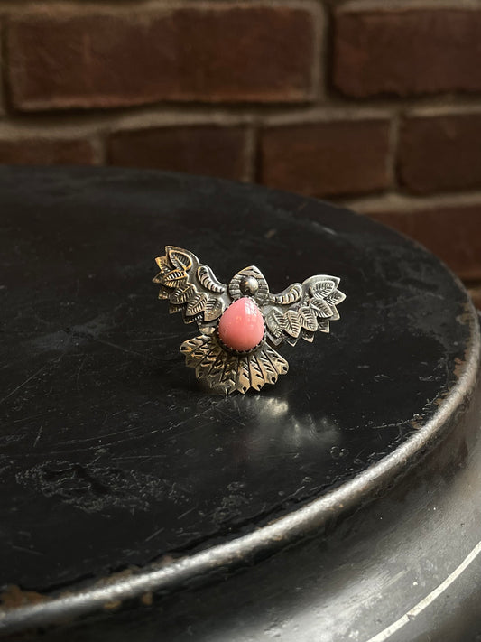 Pink Conch Thunderbird Ring Size 9 | 925 Sterling Silver C928