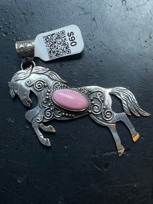 Horse Pendant in Pink Conch | Sterling Silver | A586