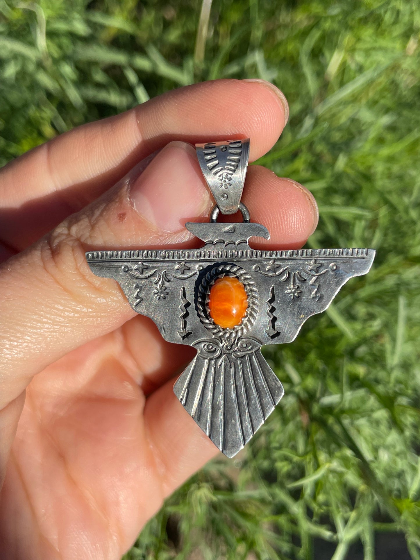Spiny Oyster Thunderbird Pendant | 925 Sterling Silver B906