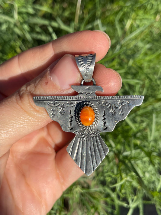 Spiny Oyster Thunderbird Pendant | 925 Sterling Silver B906