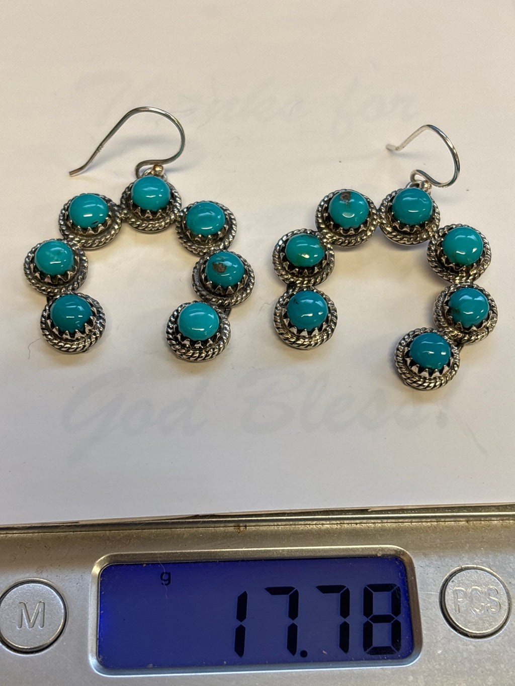 Kingman Turquoise Naja Dangle Earrings | 925 Sterling Silver C832