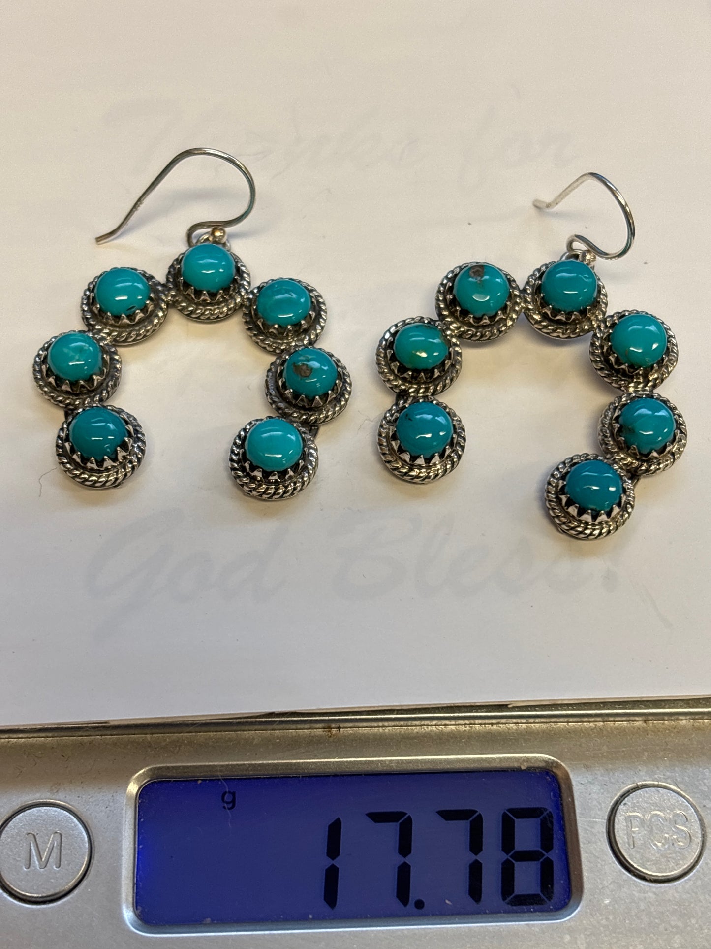 Kingman Turquoise Naja Dangle Earrings | 925 Sterling Silver C832