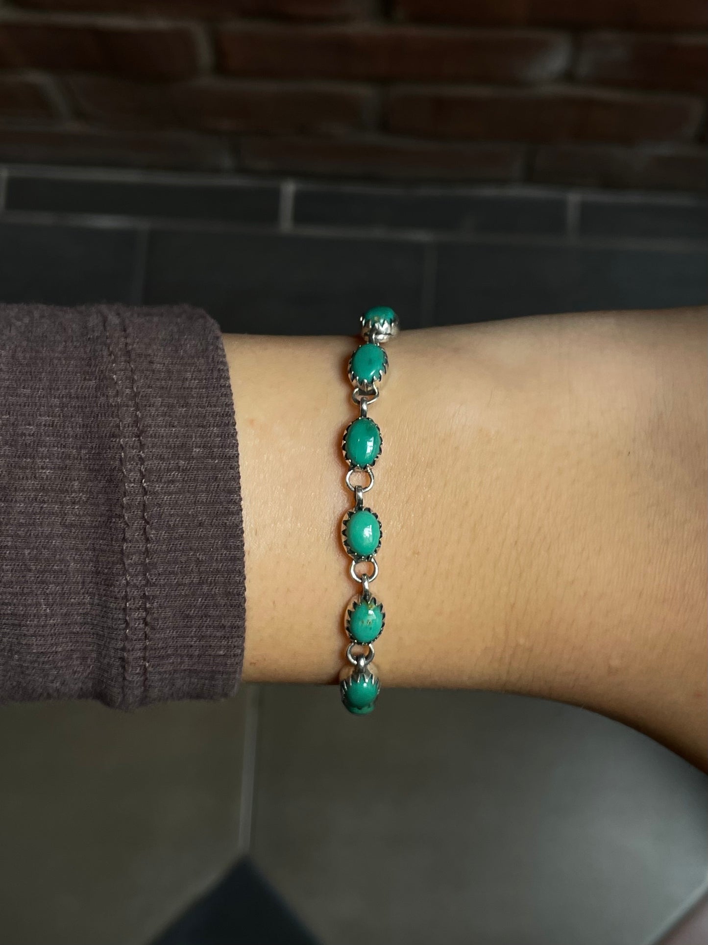 Kingman Turquoise Link Bracelet | 925 Sterling Silver E106