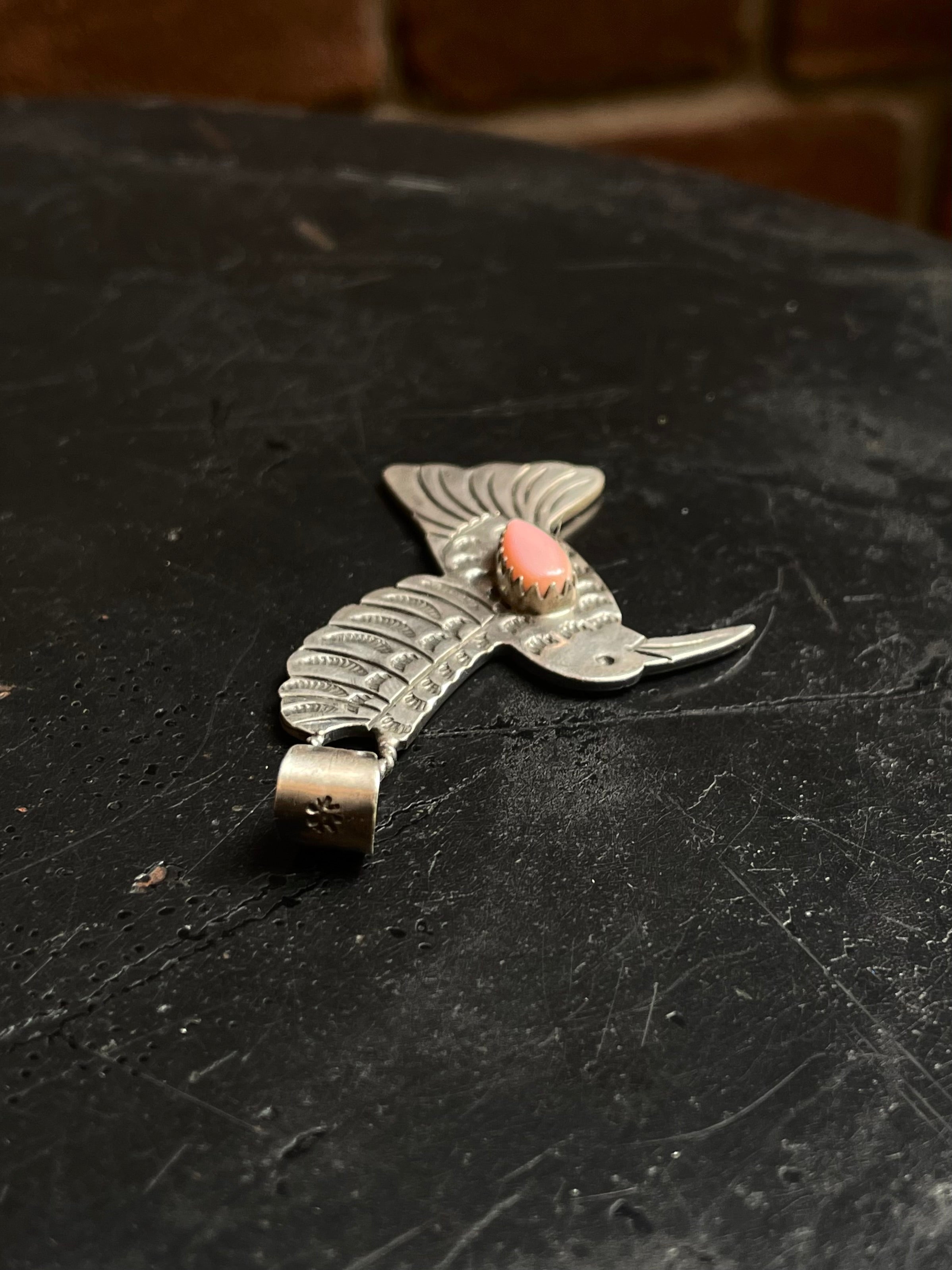 Pink Conch Hummingbird Pendant | 925 Sterling Silver C995