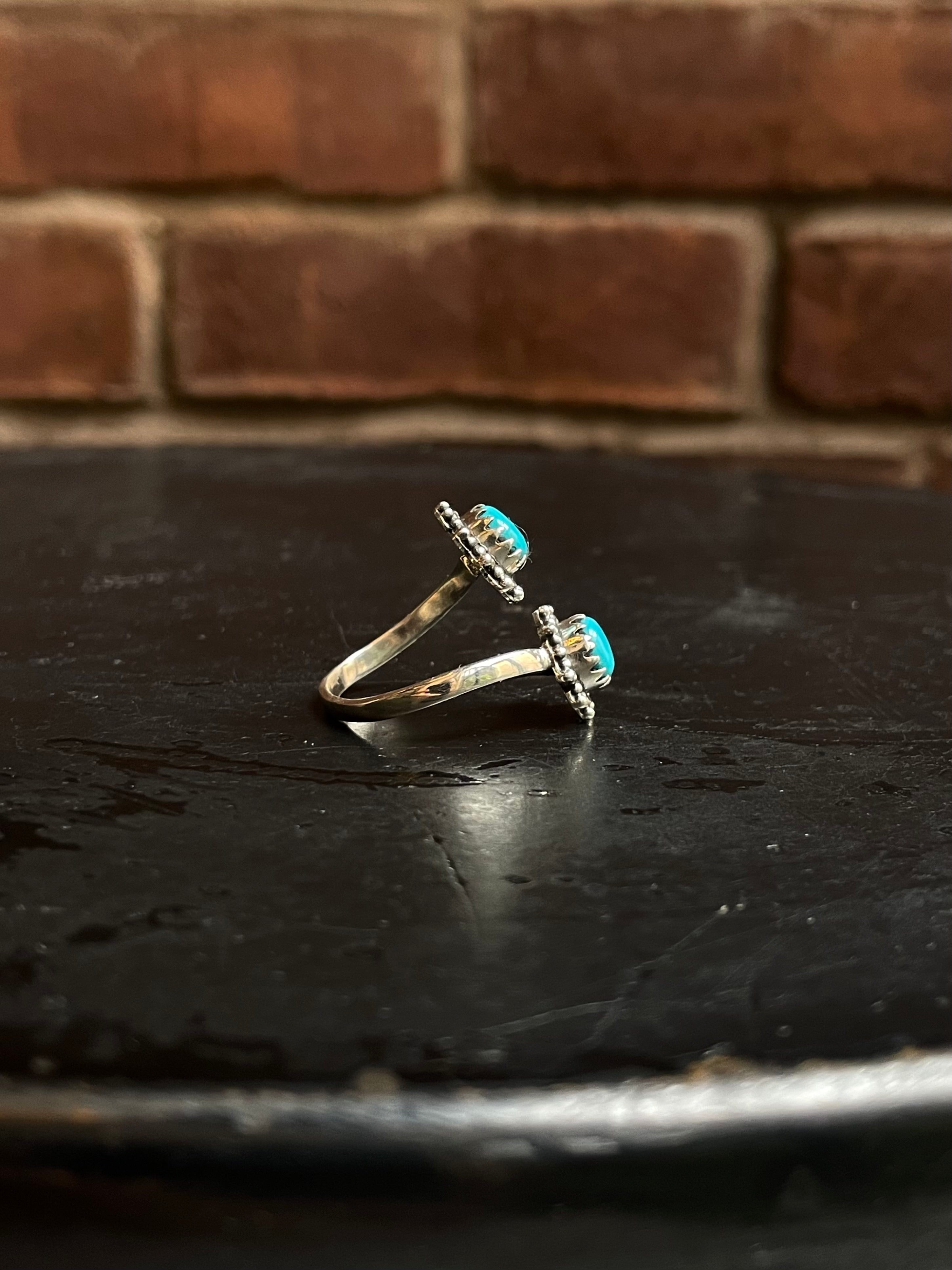 Kingman Turquoise Bypass Ring Size 7 | 925 Sterling Silver Southwest E143