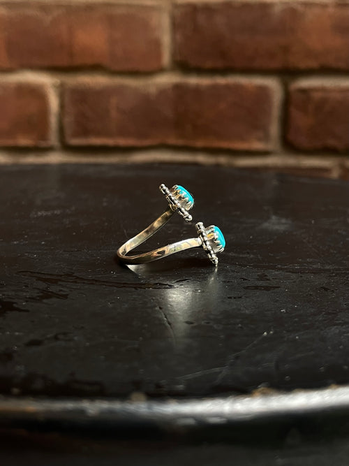 Kingman Turquoise Bypass Ring Size 7 | 925 Sterling Silver Southwest E143