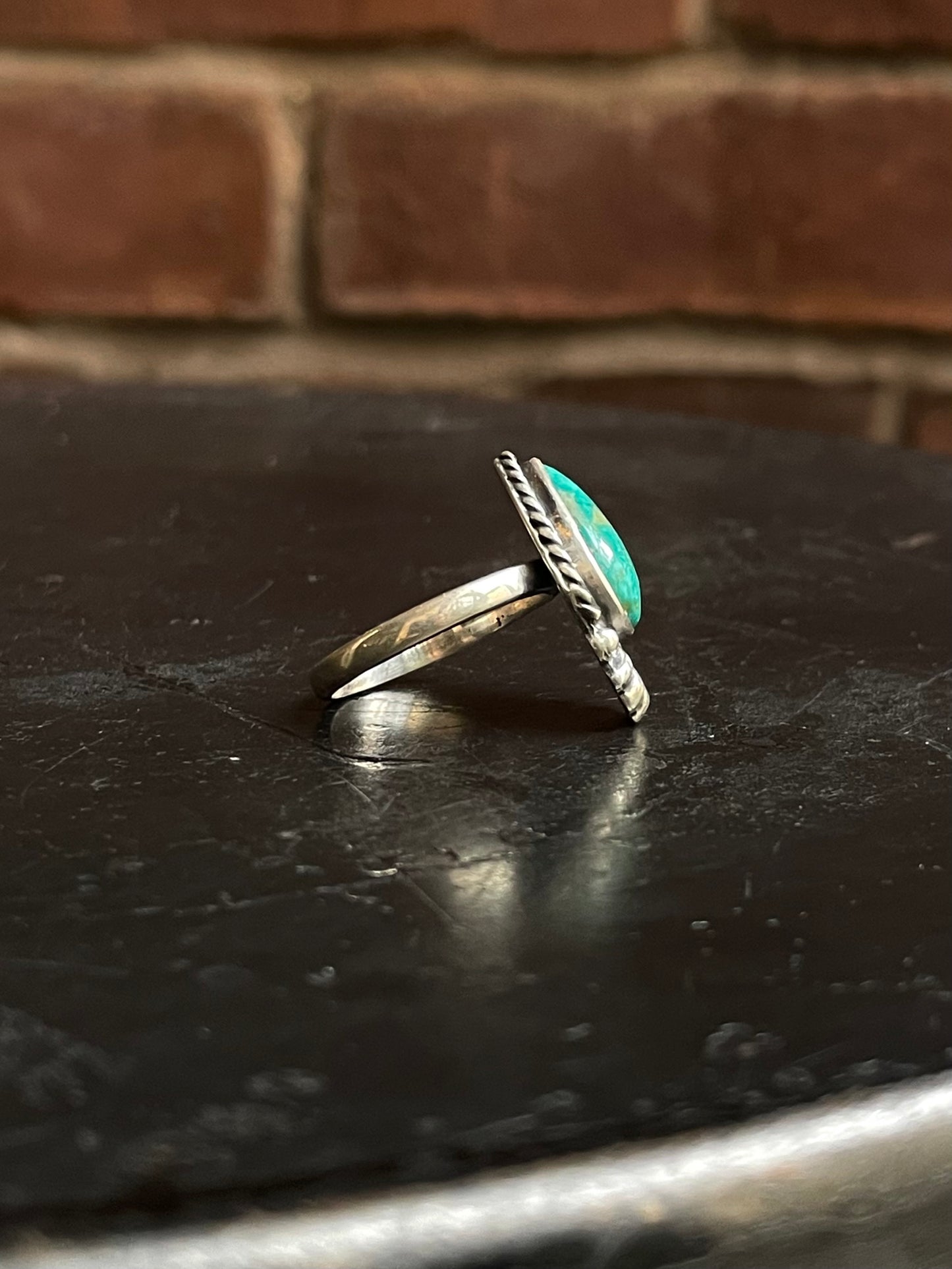Kingman Turquoise Tear Drop Ring Size 8 | 925 Sterling Silver G516