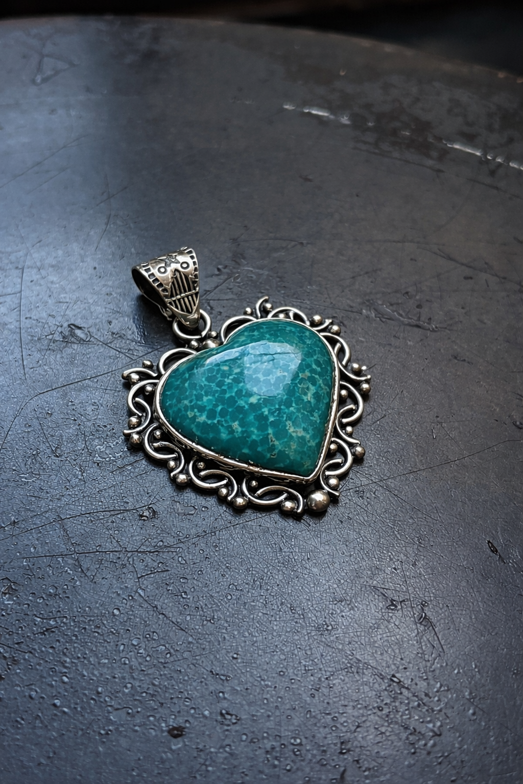 Heart Pendant in Kingman Turquoise | Sterling Silver | A513