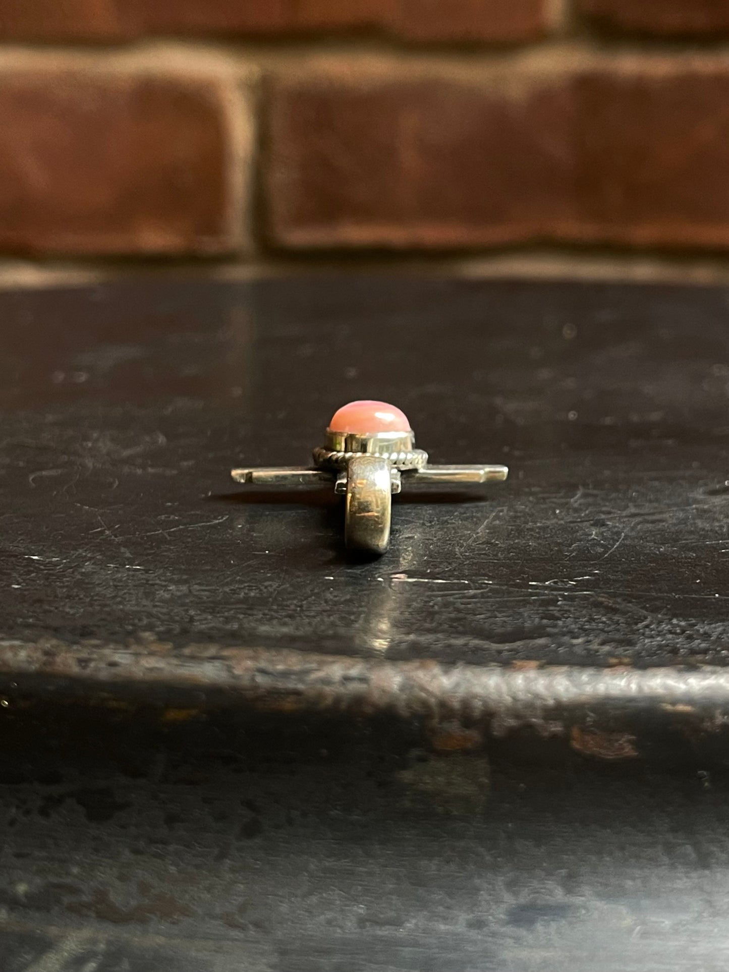 Pink Conch Zia Cross Pendant | 925 Sterling Silver E963