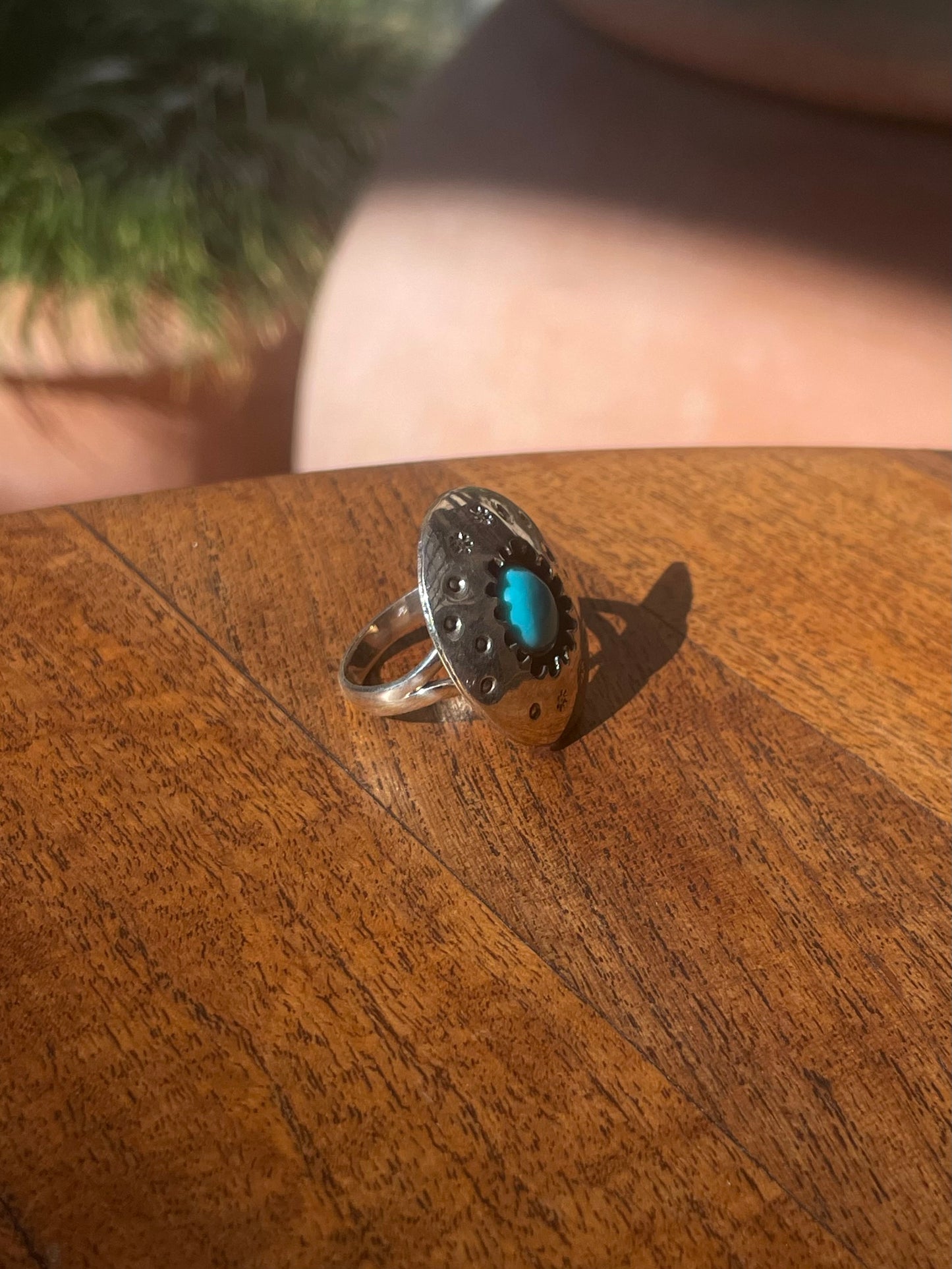 Turquoise Shadowbox Ring Size 8 | 925 Sterling Silver C870