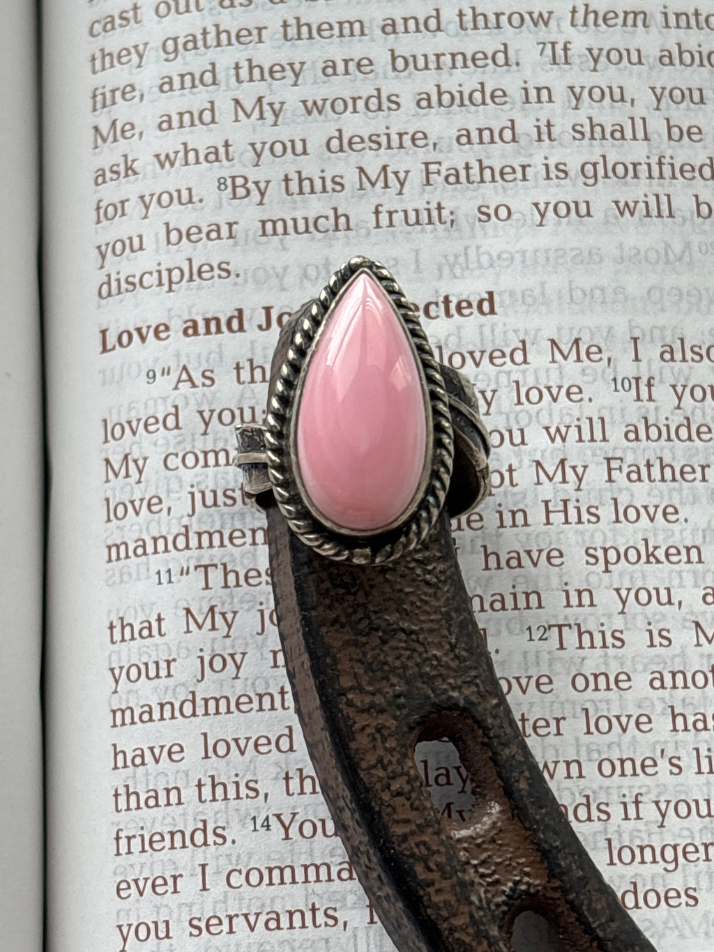 Pink Conch Teardrop Ring Size 7 | 925 Sterling Silver D268