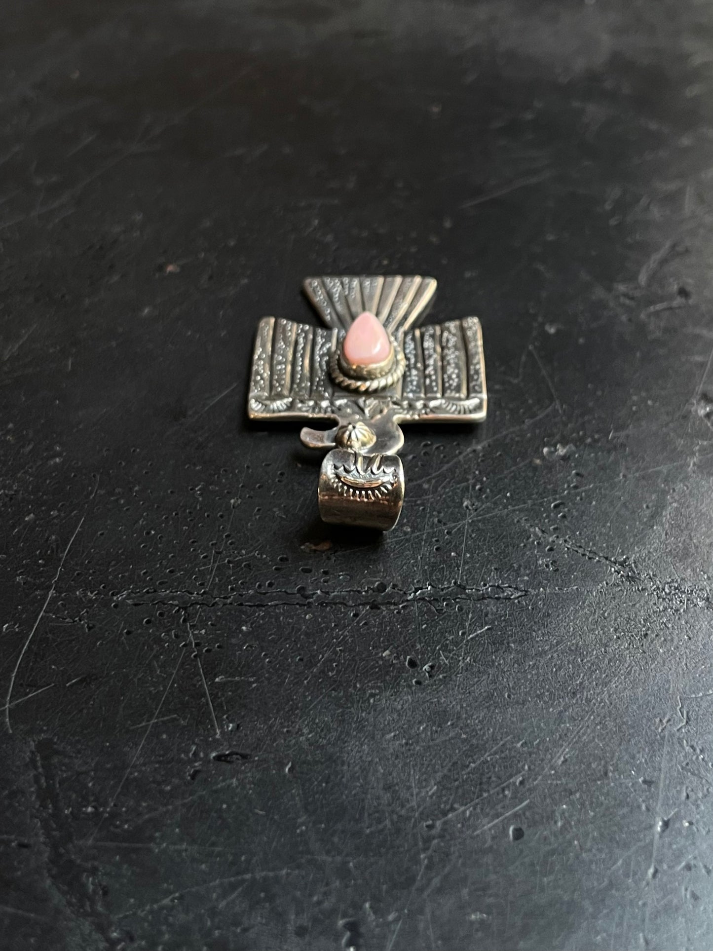 Pink Conch Thunderbird Pendant | 925 Sterling Silver E239