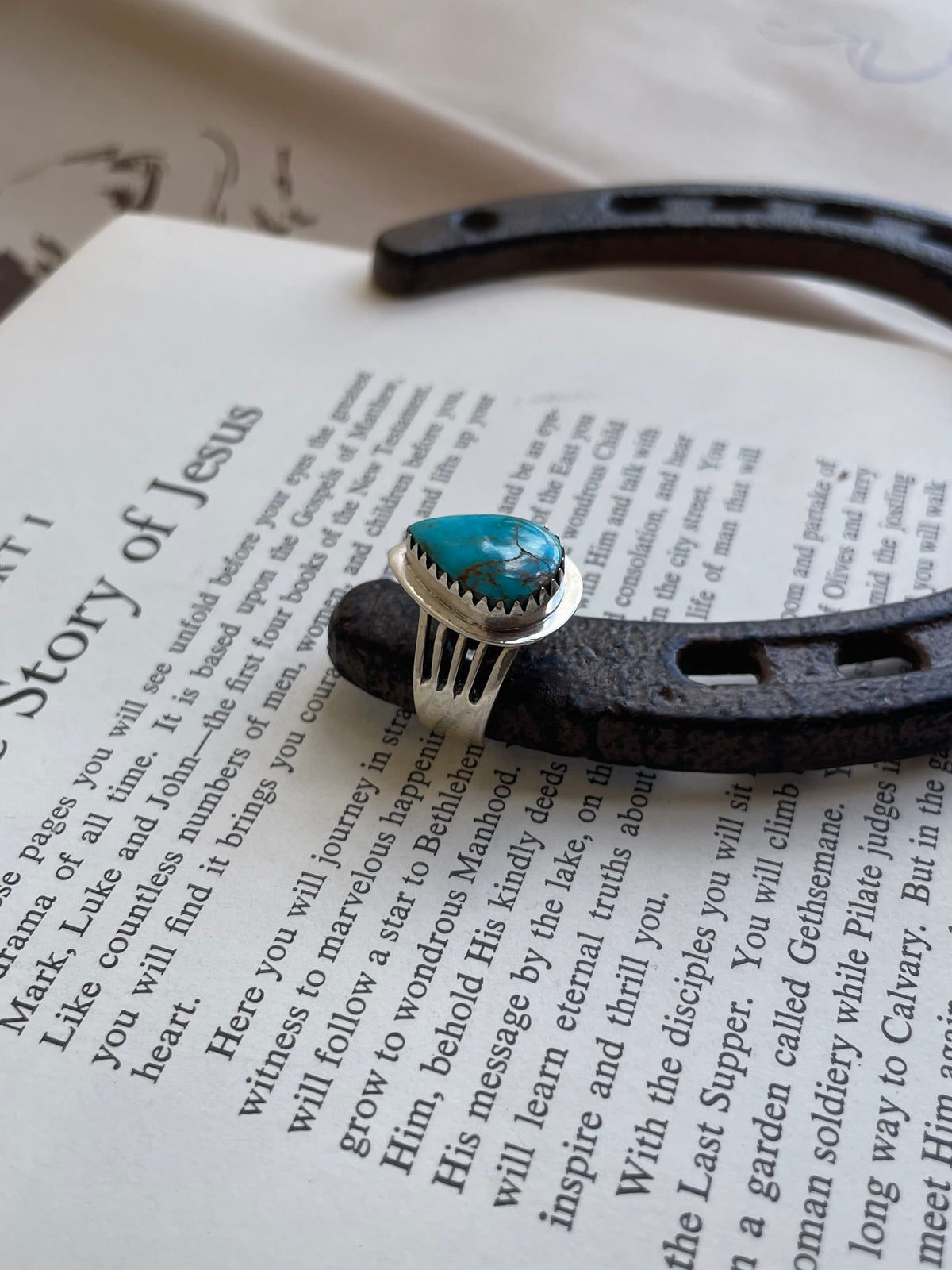 Turquoise Teardrop Ring | 925 Sterling Silver Size 7.25 G816