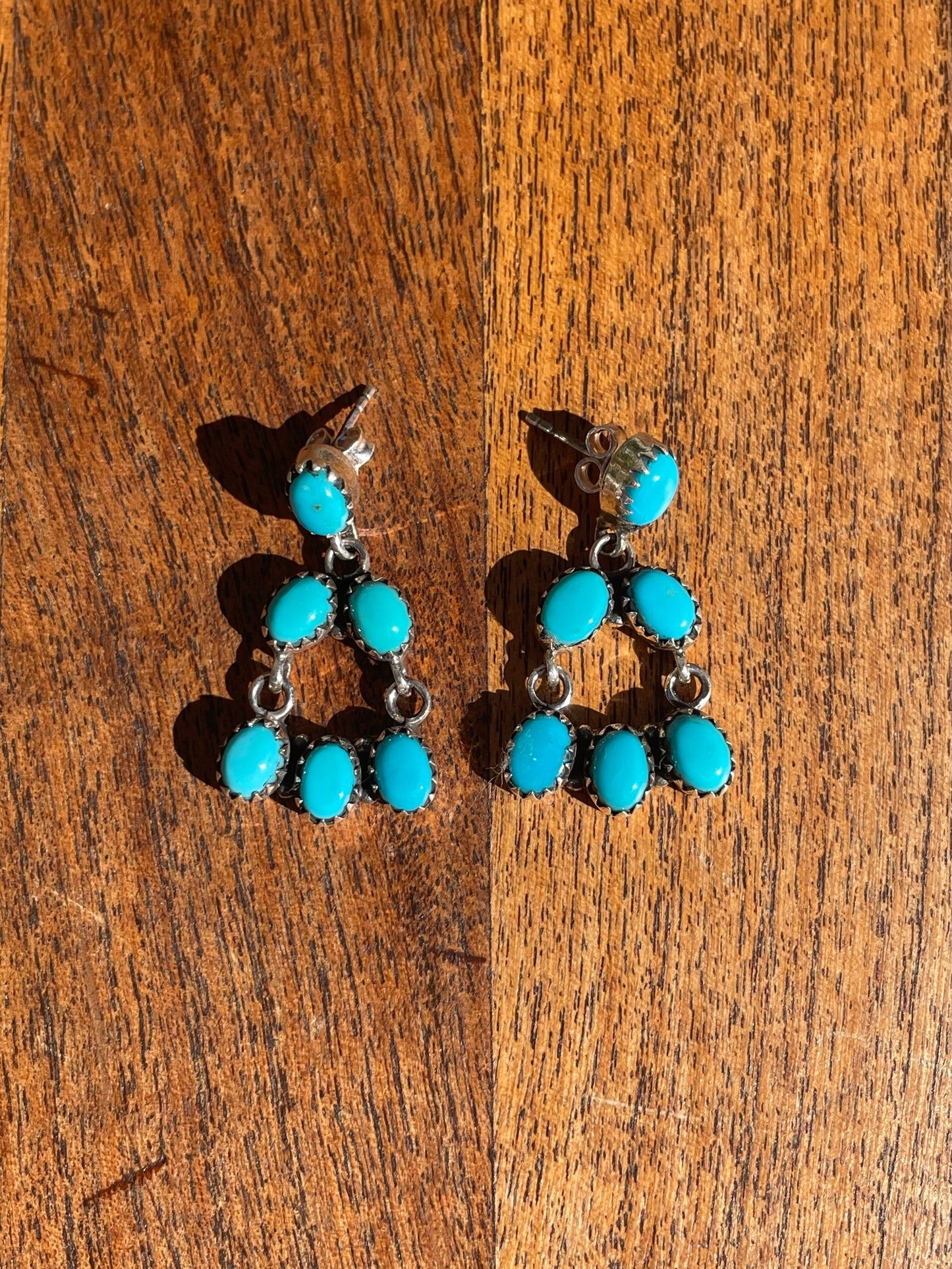 Kingman Turquoise Chandelier Stud Earrings | 925 Sterling Silver C840