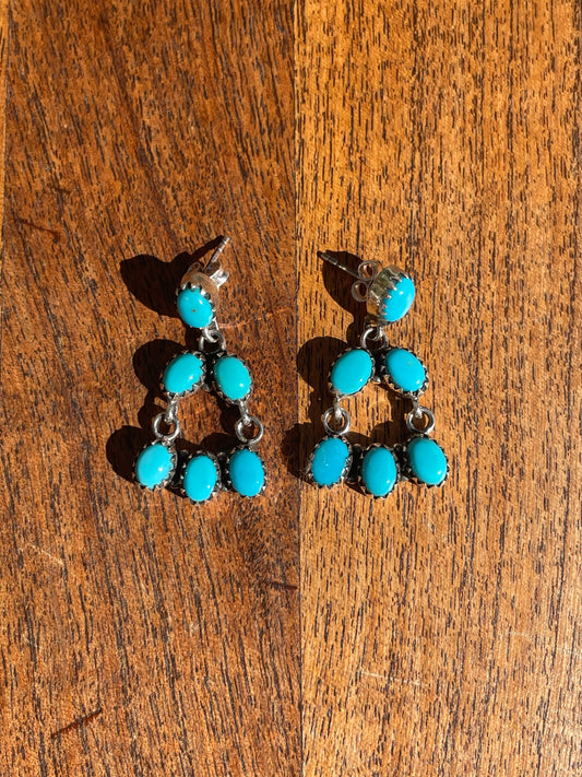 Kingman Turquoise Chandelier Stud Earrings | 925 Sterling Silver C840