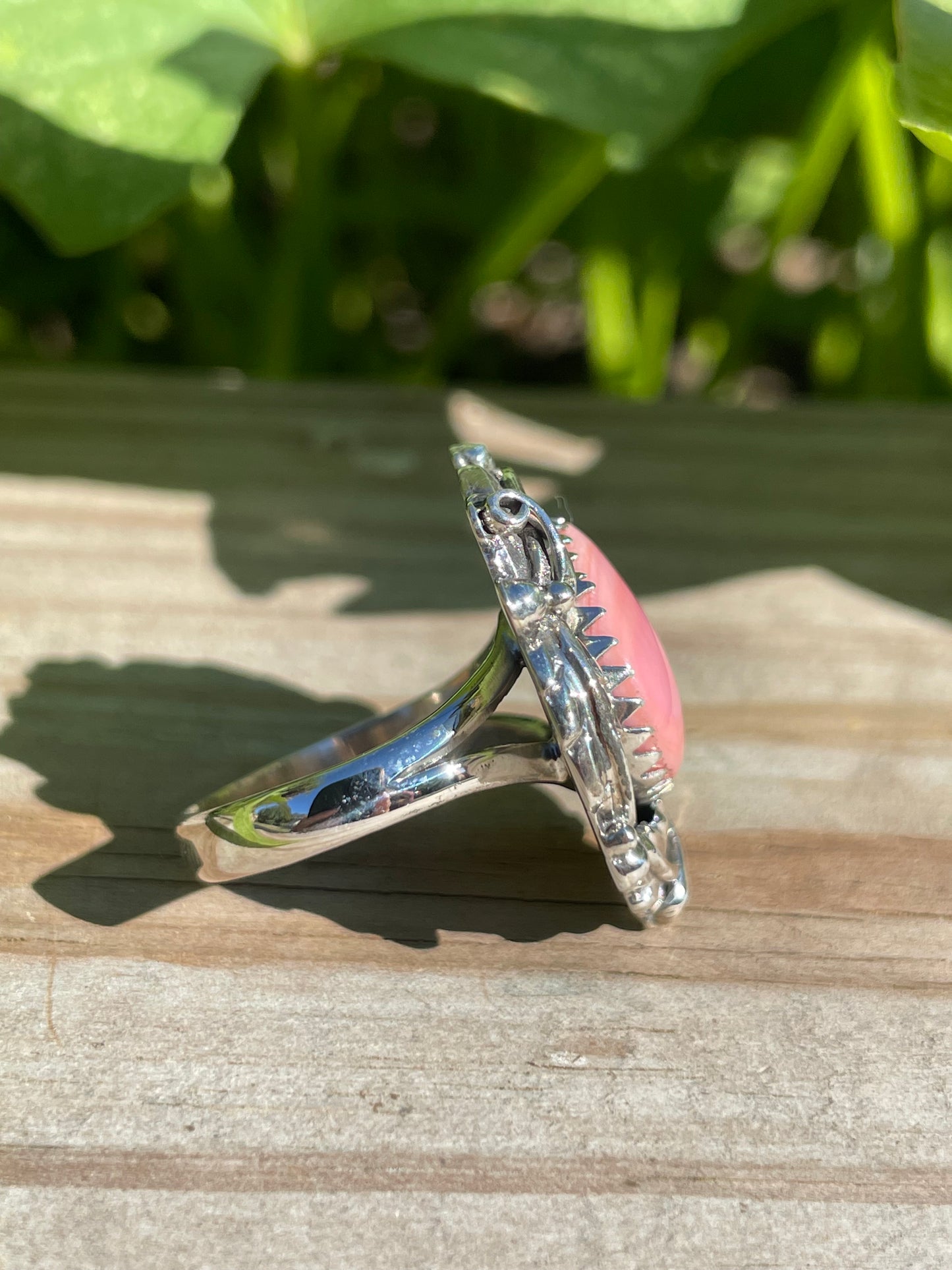 Pink Conch Leaf Design Ring | 925 Sterling Silver | Size 8 B341