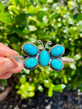 Kingman Turquoise Butterfly Cuff Bracelet | 925 Sterling Silver D154