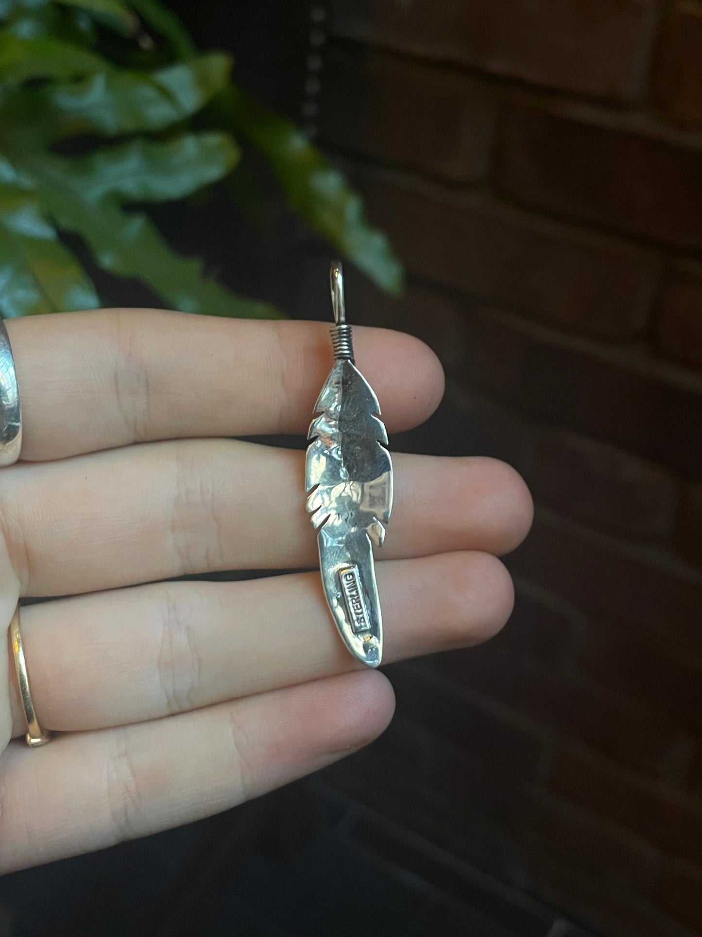 Pink Conch Feather Pendant | 925 Sterling Silver C905