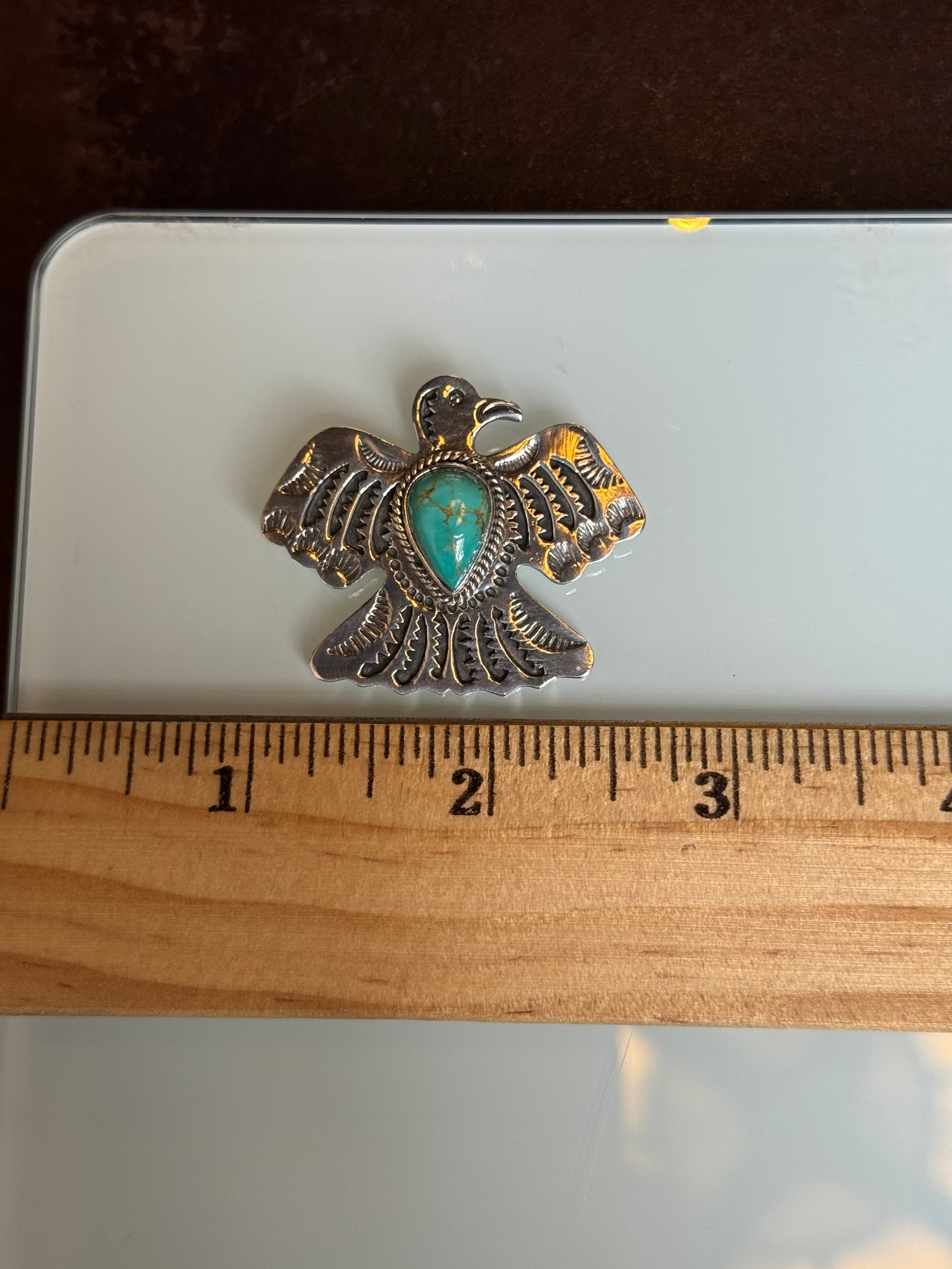 Turquoise Thunderbird Pendant | Sterling Silver 925 C385
