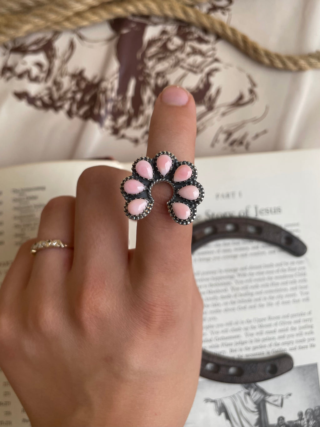 Pink Conch Naja Ring Size 9 | 925 Sterling Silver G793