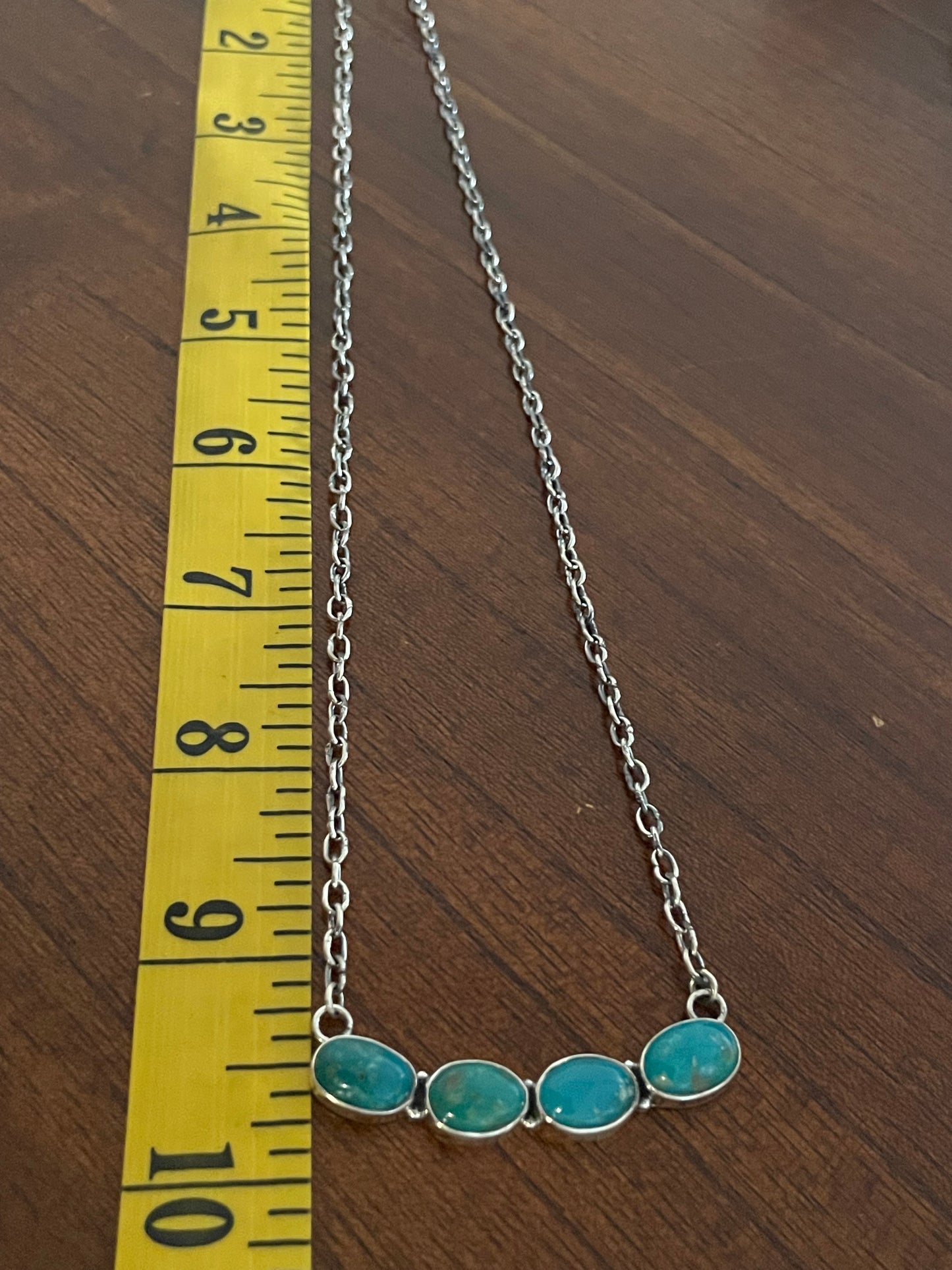 Turquoise Bar Chain Necklace | 925 Sterling Silver X46