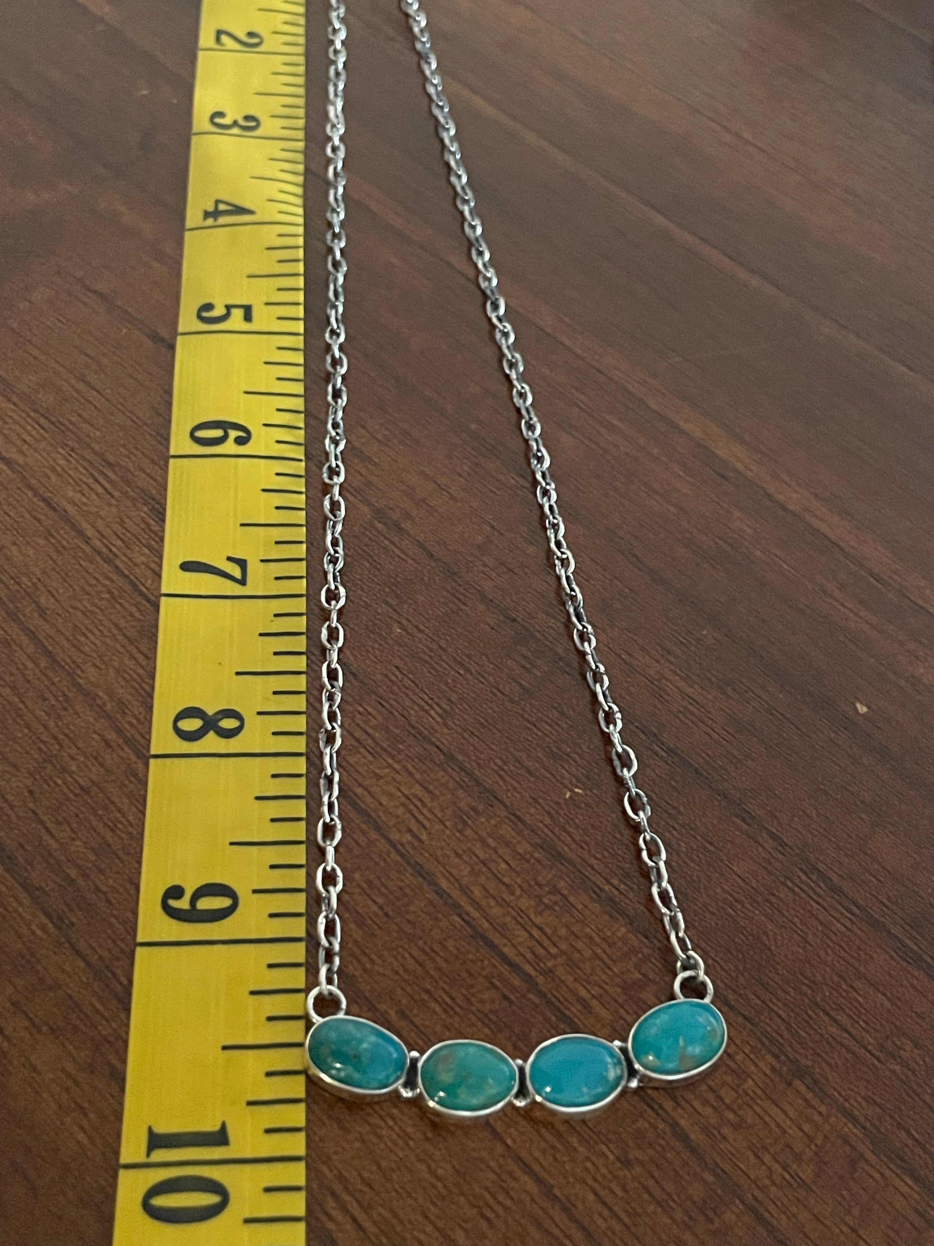 Turquoise Bar Chain Necklace | 925 Sterling Silver X46