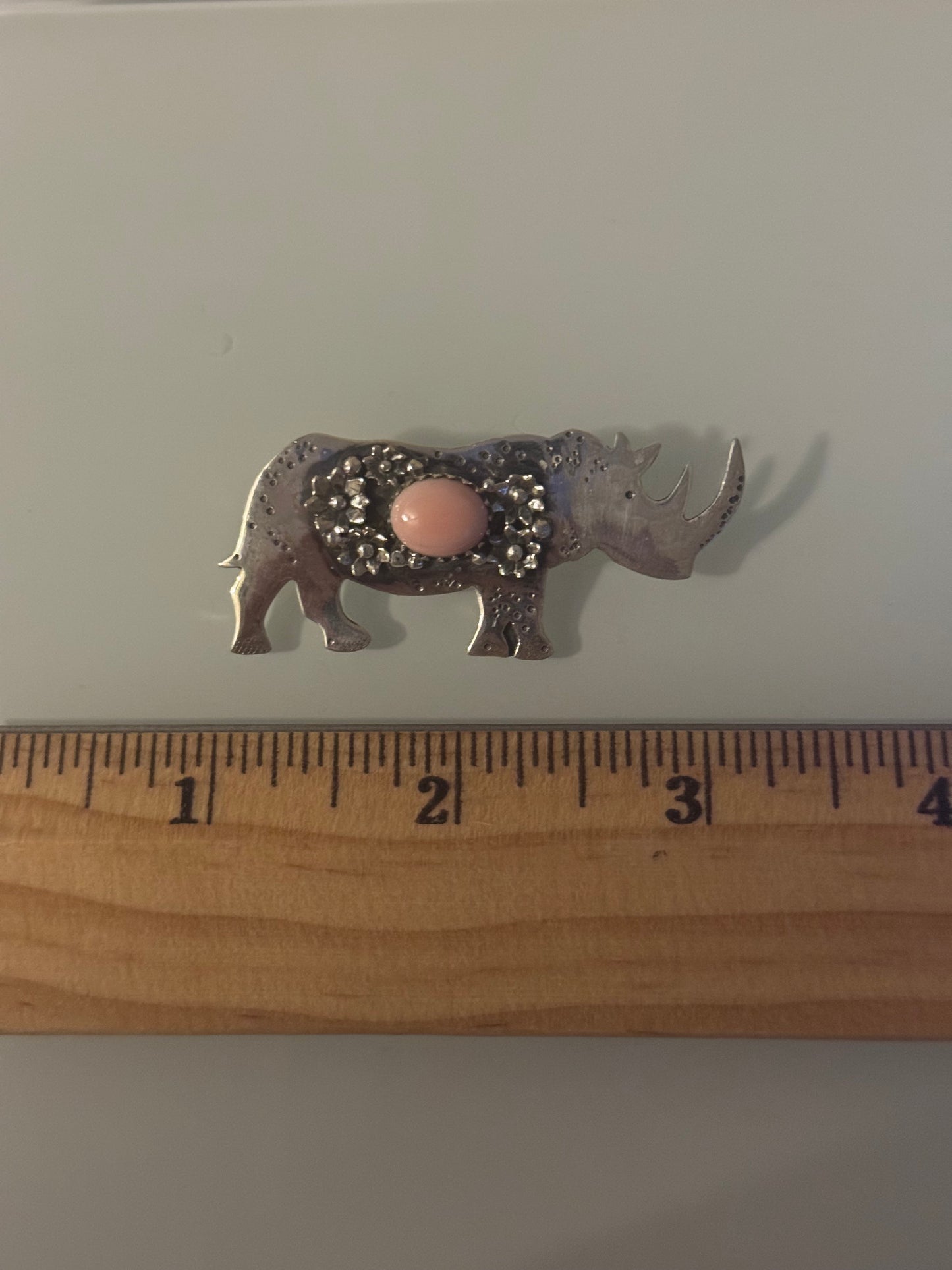 Pink Conch Rhinoceros Pendant | Sterling Silver A595